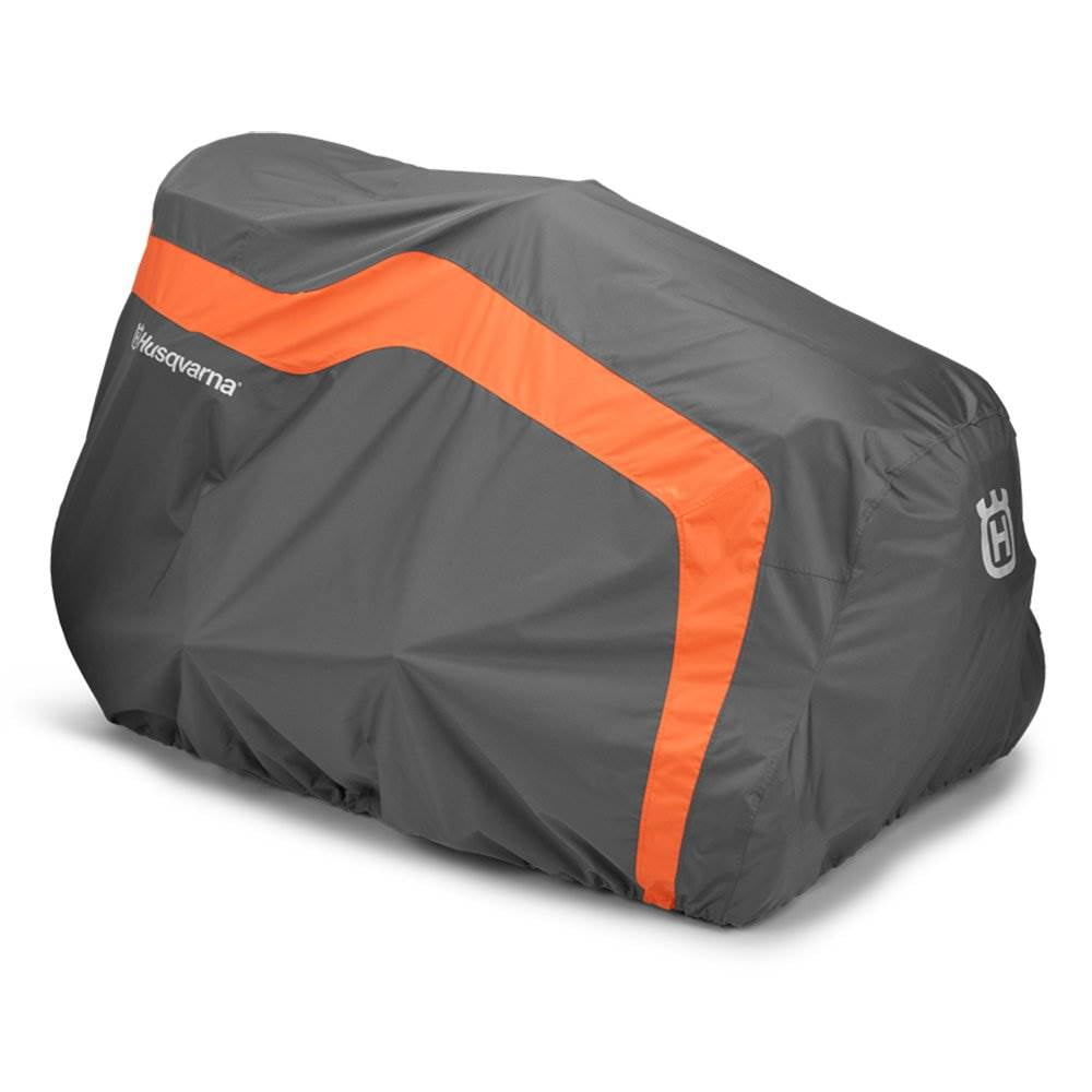 Husqvarna Riding Lawn Mower Cover for 54 in Deck, Heavy Duty Weather-Resistant Protection (Gray and Orange) s3v0m