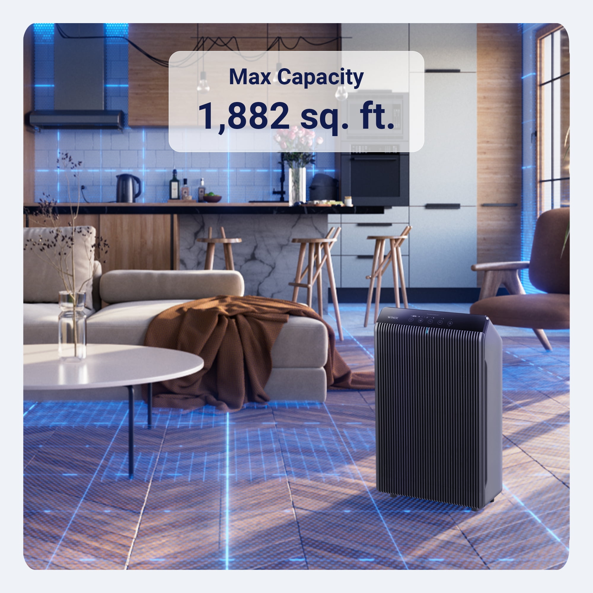Winix 5510 Air Purifier for Large Rooms with True HEPA Filter and WiFi Connectivity (Grey, 1881 sq ft) 5u92c
