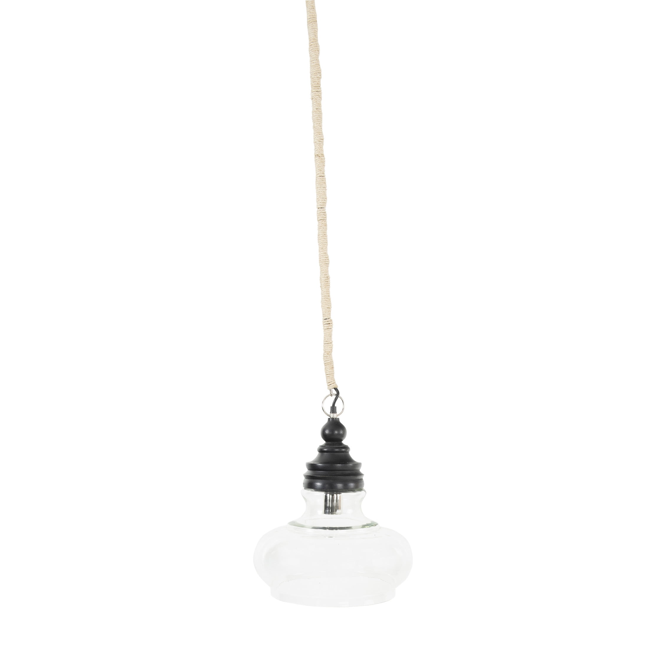 Creative Co-Op Glass and Distressed Wood Ceiling Light, Farmhouse Pendant Fixture (Black, 13.5 in x 13.5 in x 15 in) jjlye