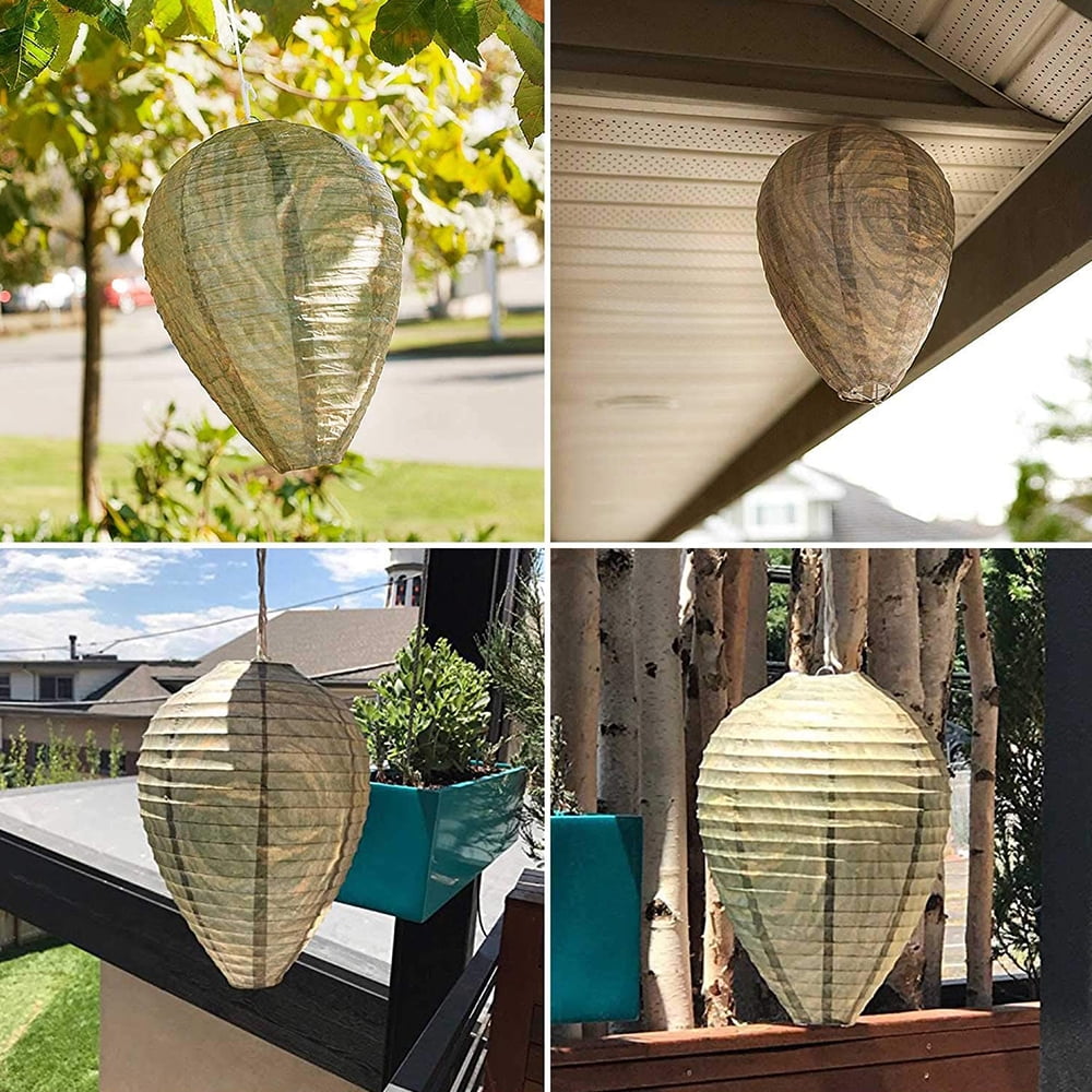 Pamolon Outdoor Wasp Nest Decoy, Natural Deterrent for Patios and Gardens (4 Count, 8.5 in x 11 in) xzw9c