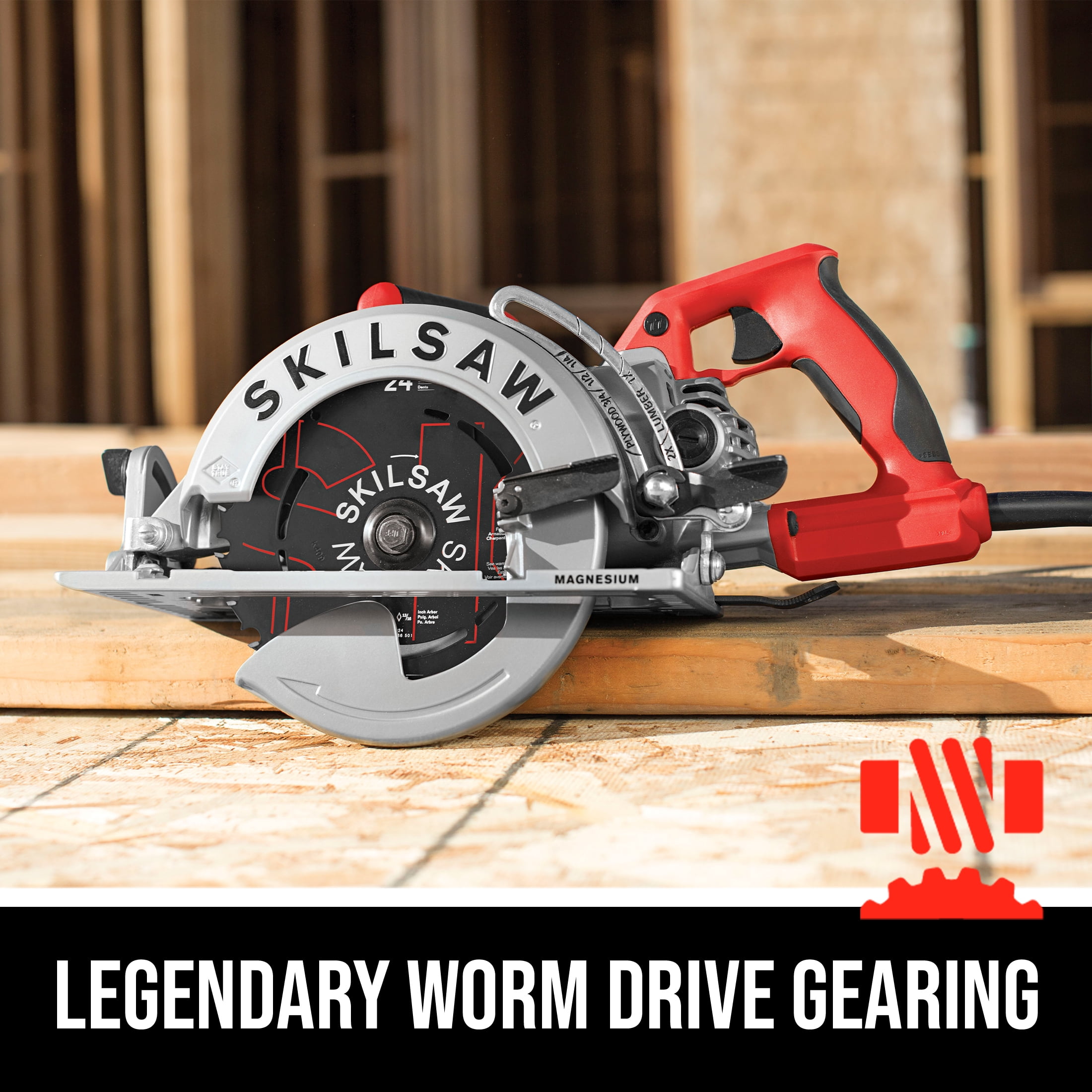 SKIL SPT77WML-01 15 Amp Corded Magnesium Worm Drive Circular Saw (Red, 7.25 in) gh89o