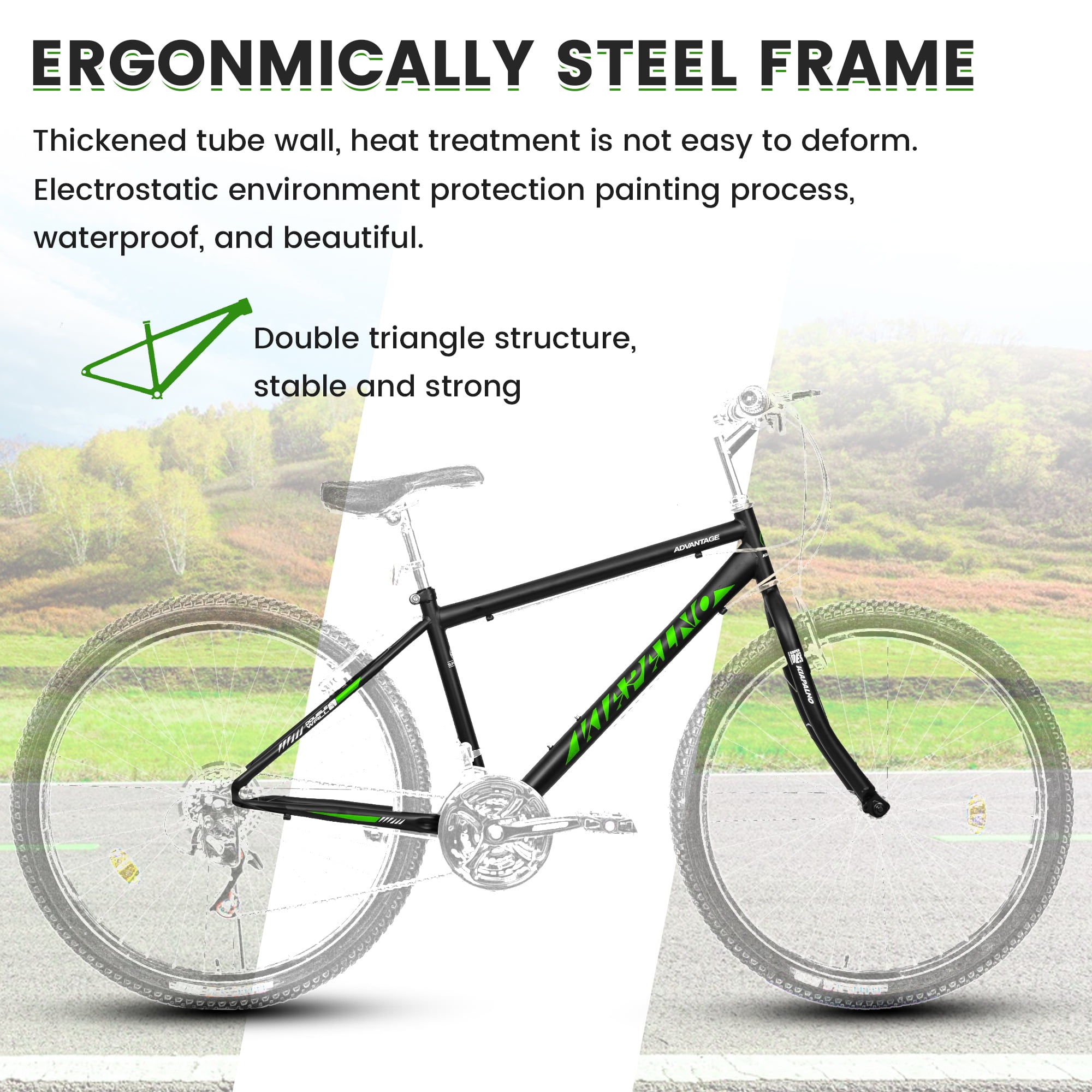 Ecarpat Mountain Bike 26 Inch High-Carbon Steel Frame 21-Speed Adult Sport Bicycle (Green, 26 in) 2citv