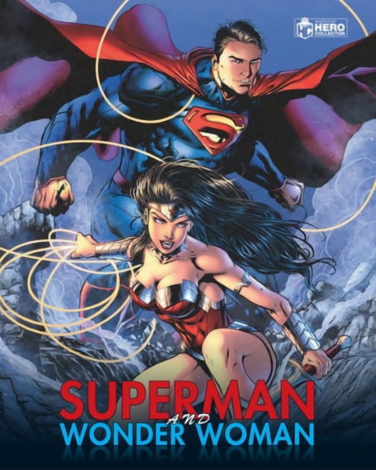 DC Comics Superman and Wonder Woman Collectible Figurine Set with Illustrated Guidebook (5 in) znk88