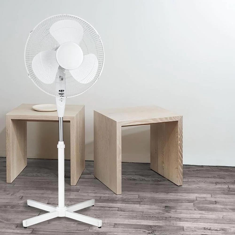 Optimus 16-Inch Oscillating Stand Fan (White, 16 in) mh7y0