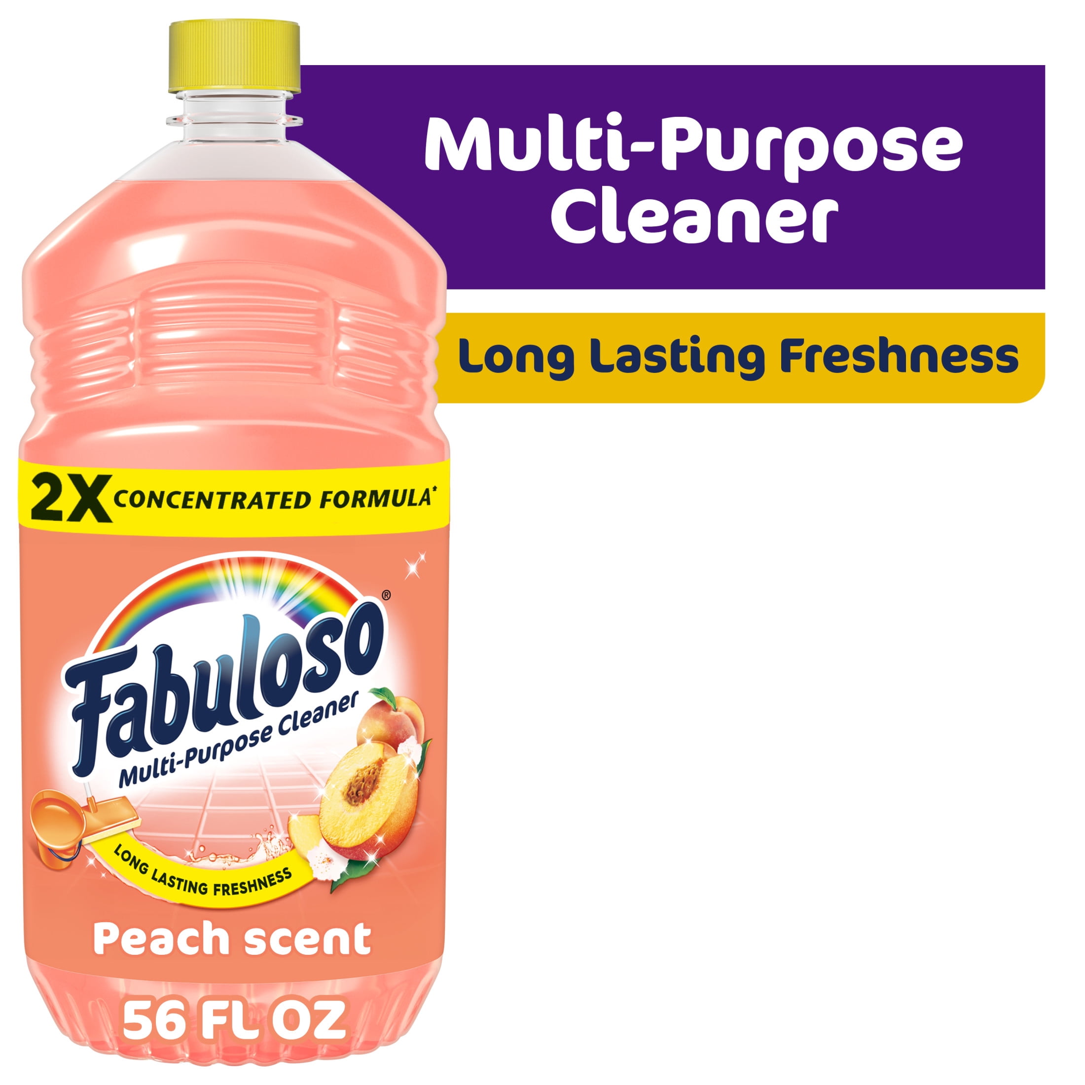 Fabuloso 2X Multi-Purpose Cleaner, Concentrated All-Purpose Surface & Floor Cleaner, Peach Scent (56 fl oz) eyyus