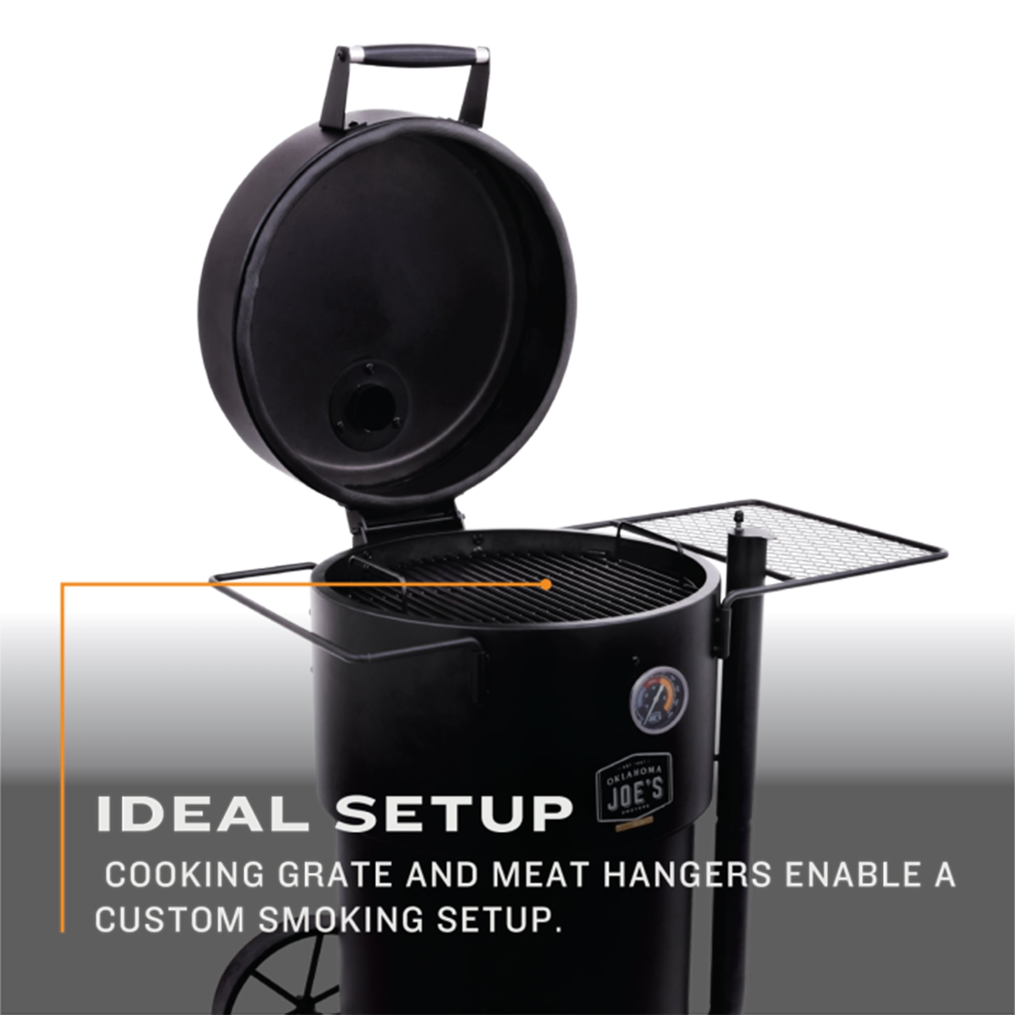 Oklahoma Joe's Bronco Drum Smoker, Heavy-Duty Offset Charcoal Grill with 630 sq in Cooking Surface (Black, 136.6 lb) hf4ap