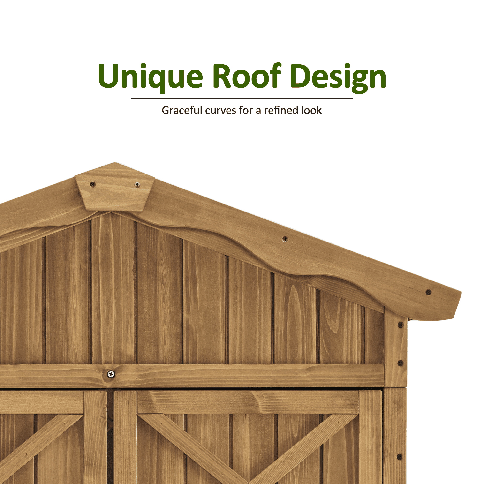 MCombo Outdoor Storage Cabinet, Lockable Wooden Tool Shed with Waterproof Asphalt Roof and Removable Shelves (Natural Wood, 75.8 in) z4llx