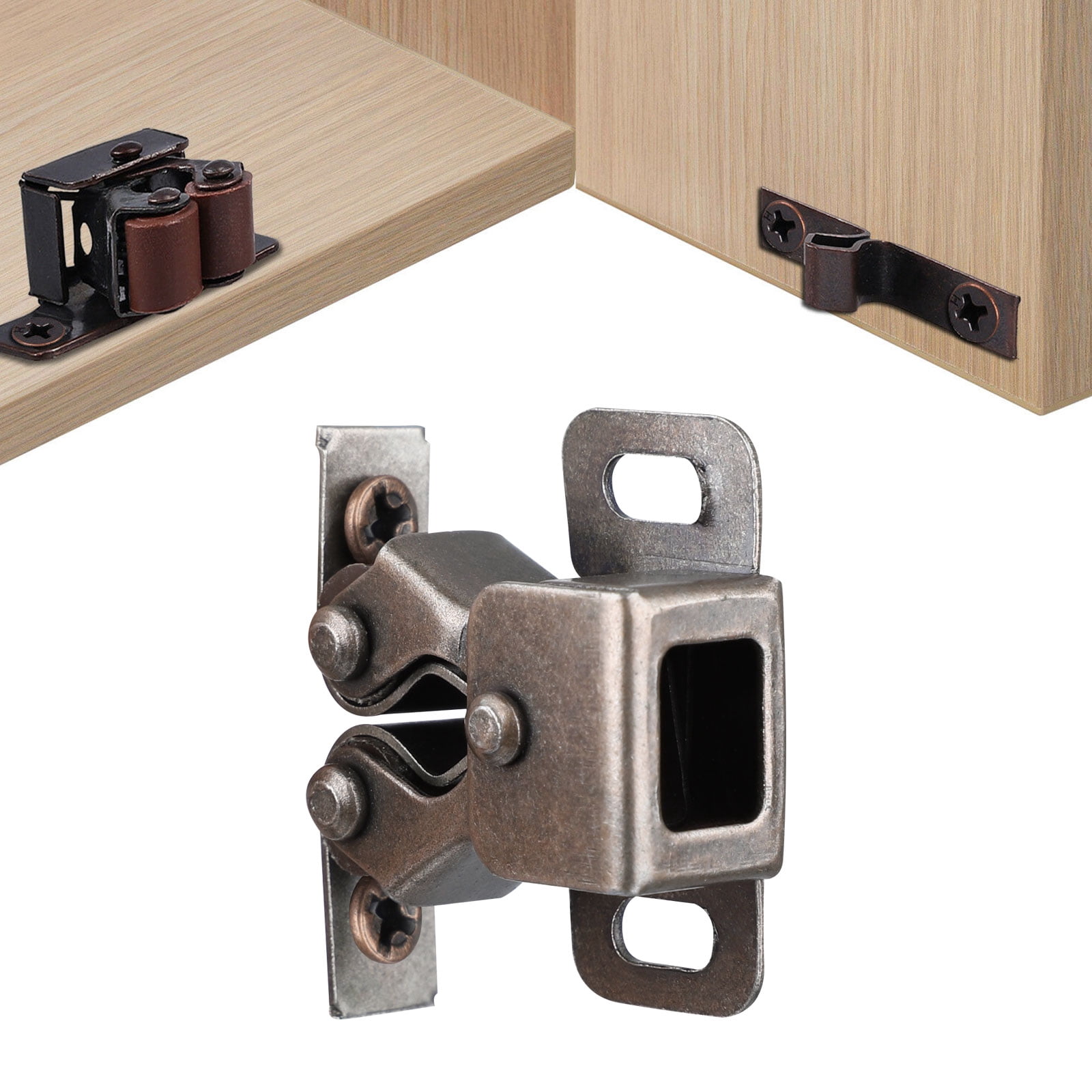 TSV Double Roller Catch Cabinet Door Latch Hardware (Oil-Rubbed Bronze, 10 Pack) cc6tj