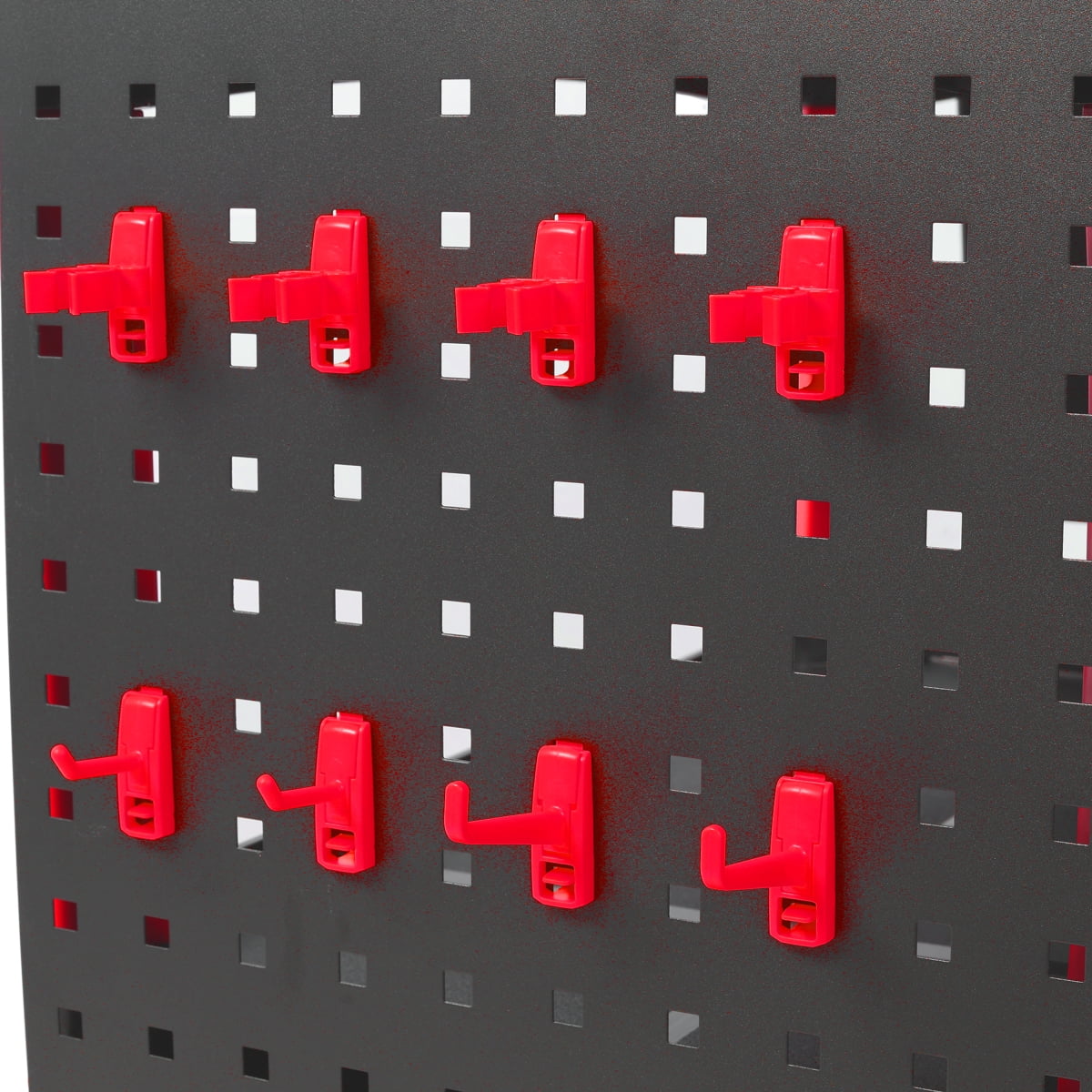 LuckyNote 3-Tier Rolling Auto Detail Cart with Pegboard and Hanging Bucket (Red and Black, 300 lb Capacity) 04so6