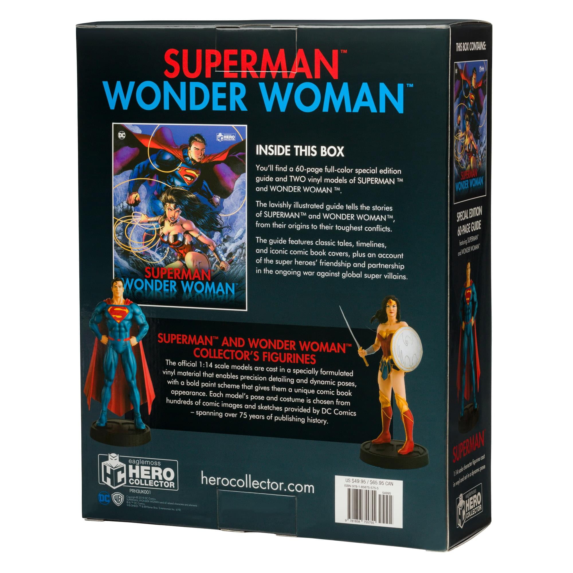 DC Comics Superman and Wonder Woman Collectible Figurine Set with Illustrated Guidebook (5 in) znk88