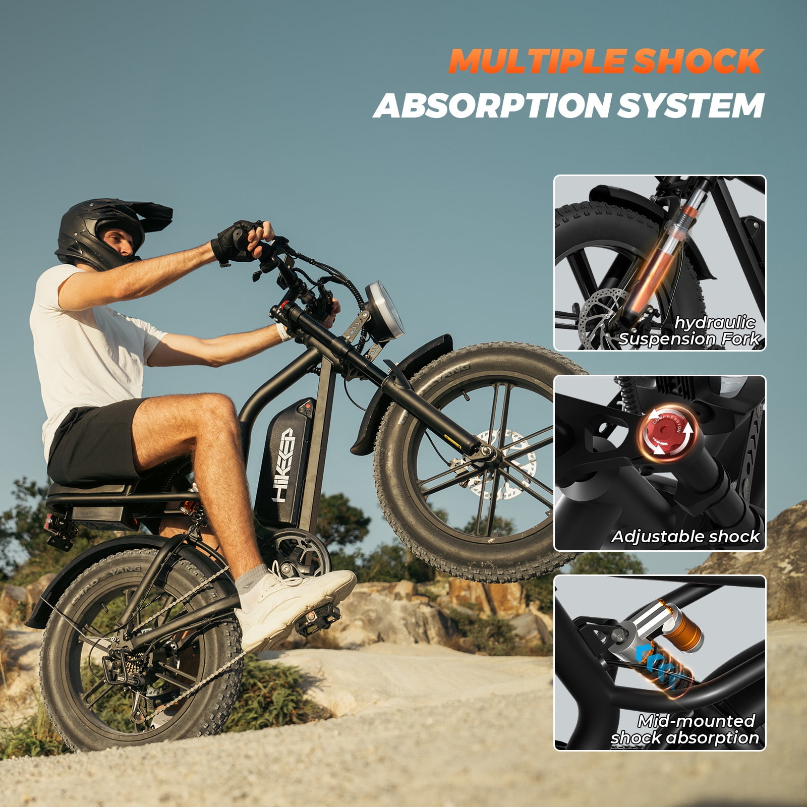 HELOKEEP Fat Tire Electric Mountain Bike, Full Suspension Off-Road E-Bike with 1500W Peak Motor (Black, 20 in x 4 in) 0y3yi