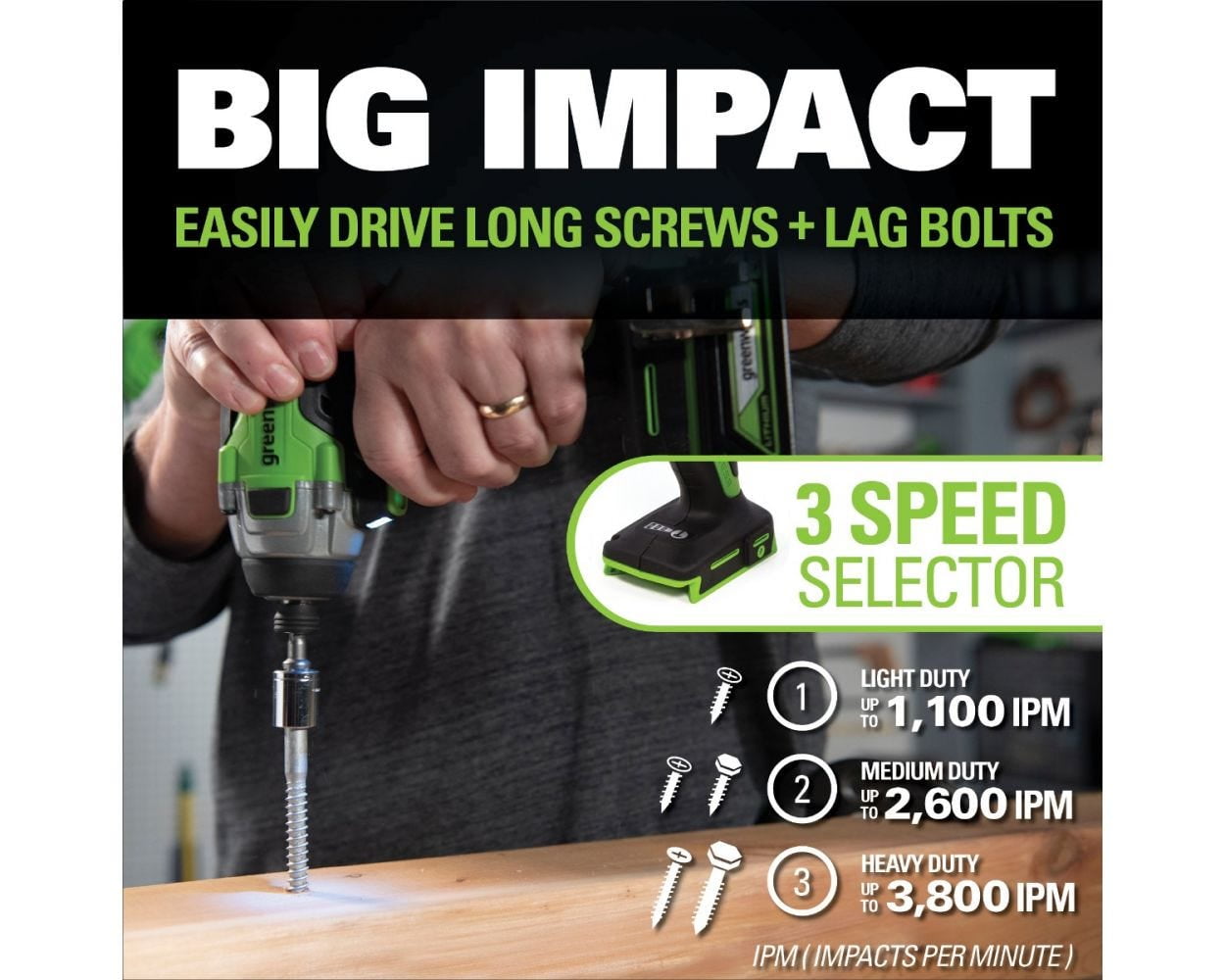 Greenworks 24V Brushless Cordless 1/4 in Impact Driver Set (Green, 2 Batteries & Charger) ton4l