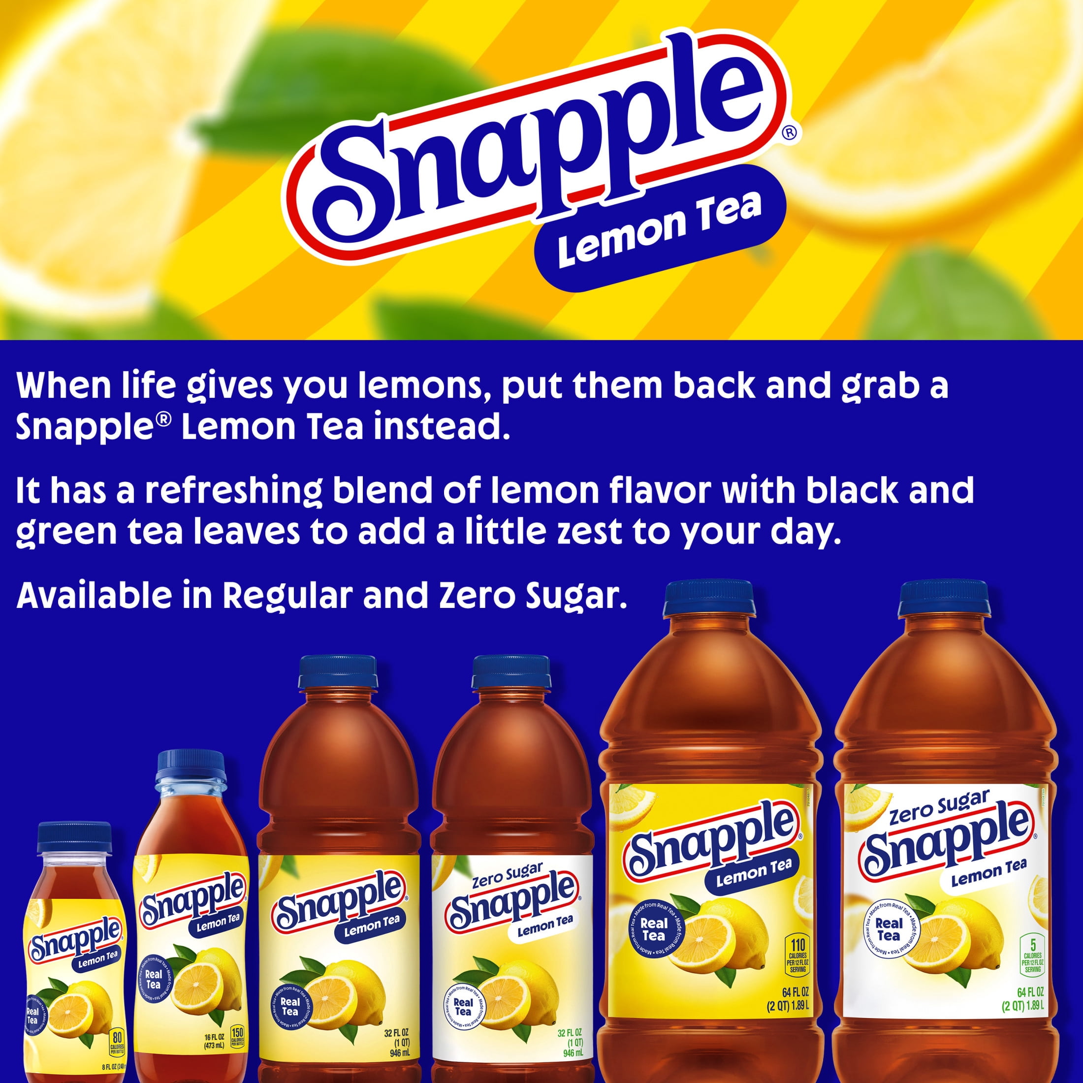 Snapple Natural Lemon Tea, All Natural Black and Green Tea Blend (64 fl oz) fqorv