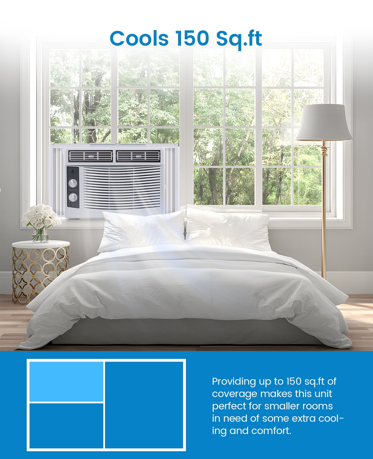 MERXENG 5000 BTU Window Air Conditioner Quiet Cooling Unit with Remote Control (White, 150 sq.ft) ke9ey