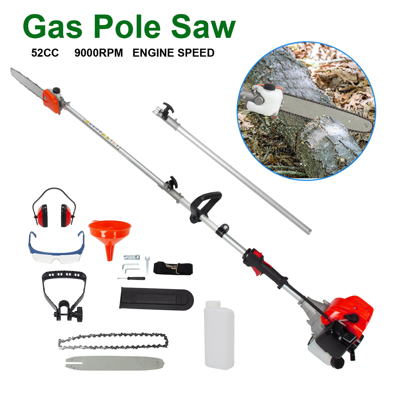 Generic 52CC 2-Stroke Gas Powered Pole Saw Tree Trimmer (Orange, 112 in) xhbg3