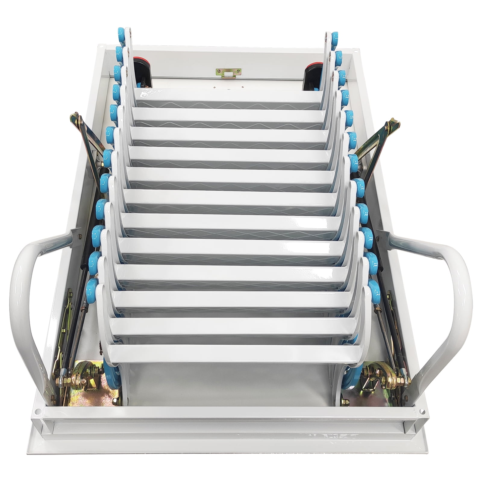 Banfluxion Attic Pull Down Ceiling Ladder, Heavy-Duty Folding Loft Stairs with 12 Steps (Blue, 9.84 ft) nb02c
