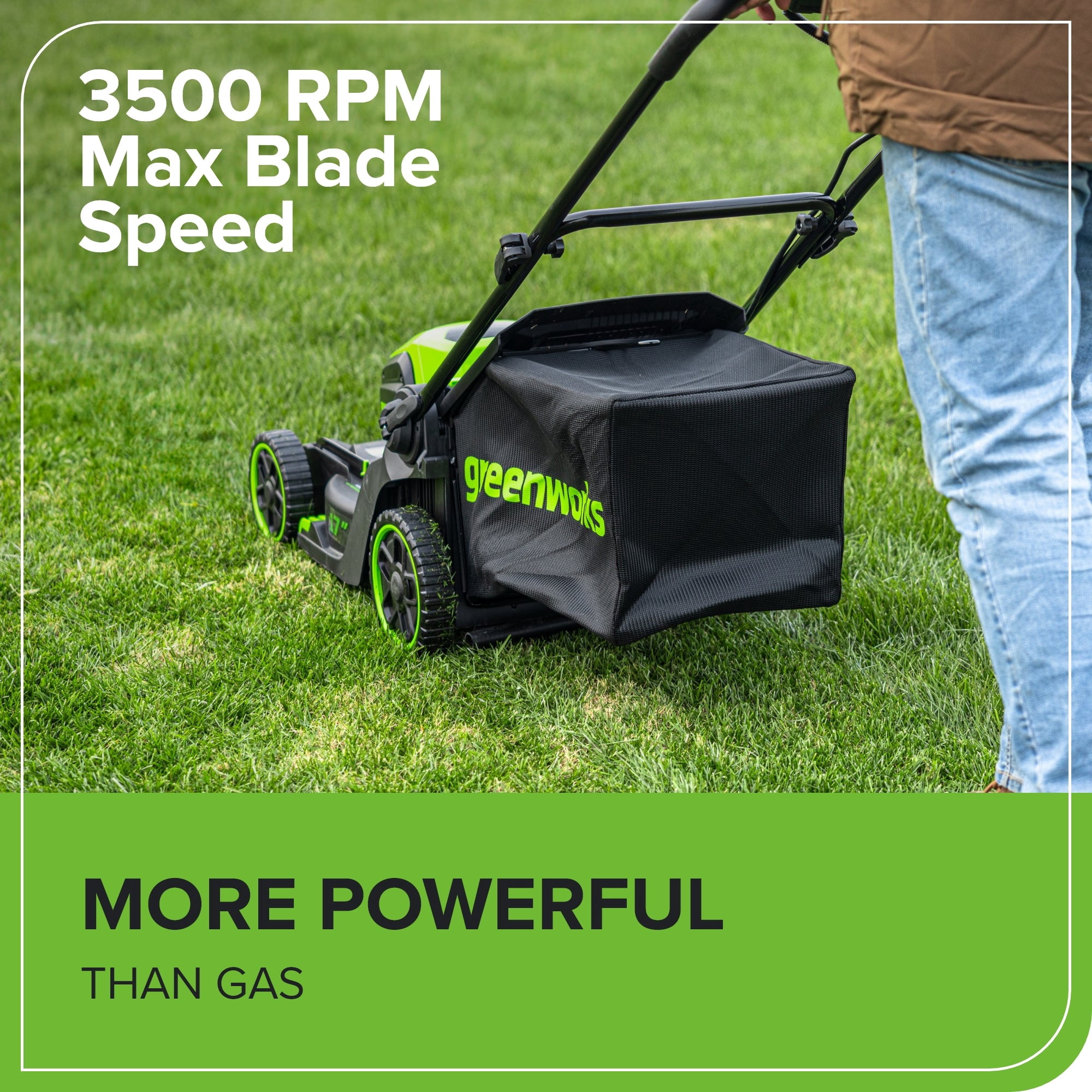 Greenworks 60V 17 in Cordless Push Lawn Mower with 4.0Ah Battery and Charger (Green, 17 in) 92kca