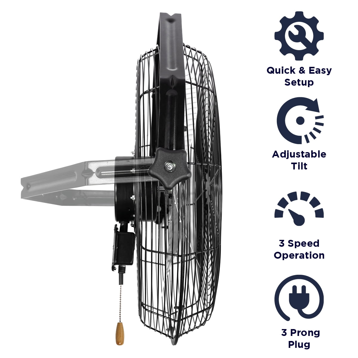MaxxAir 18 in. High Velocity Wall Mount Fan with Hanging Bar (Black, 18 in) q8hak