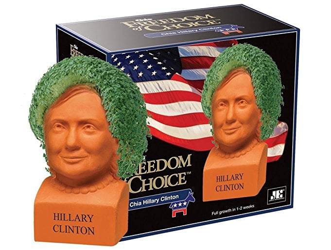As Seen on TV Chia Pet Decorative Pottery Planter, Hillary Clinton Novelty Growing Kit (3 Plantings) xs9q8