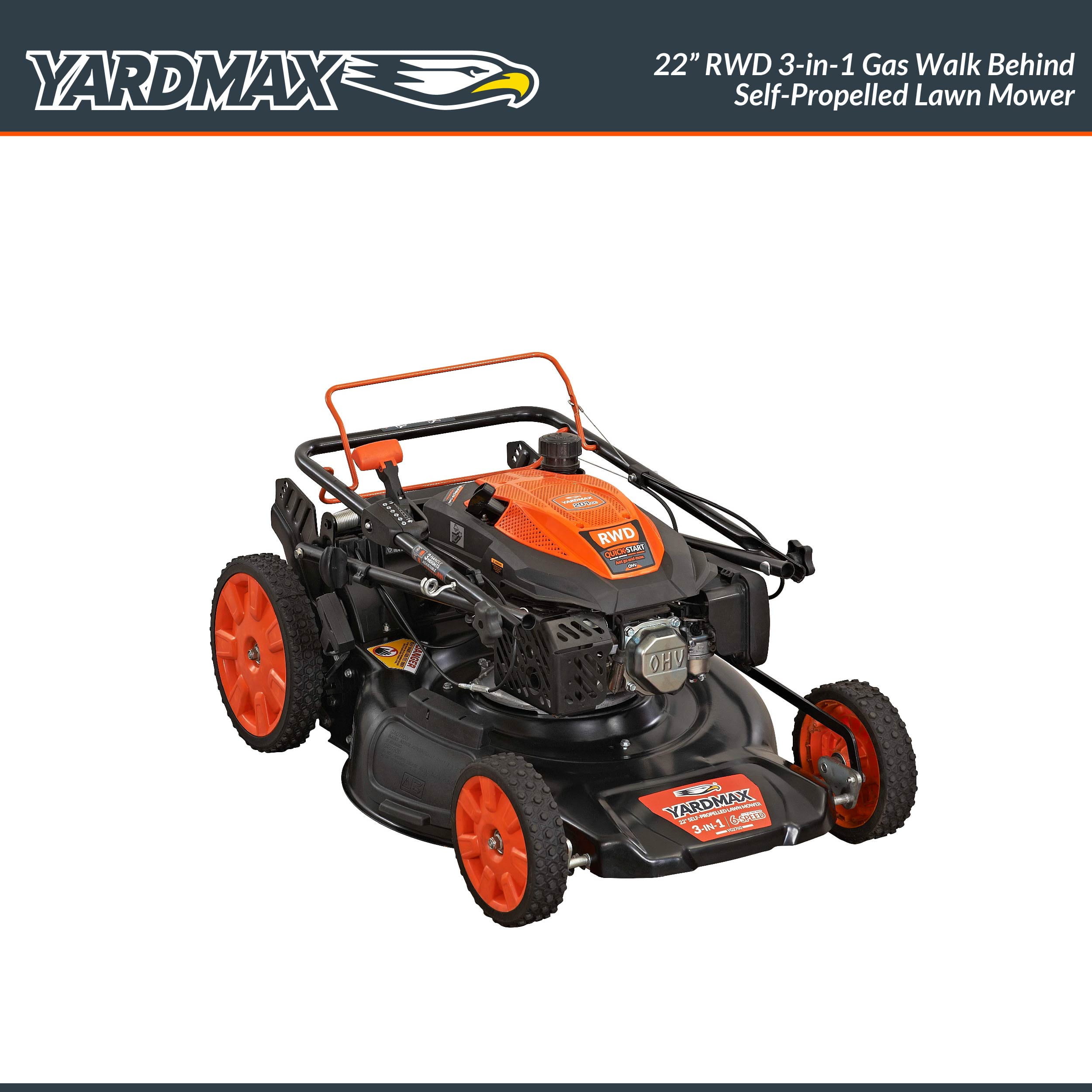 Yardmax 22 in. 201cc Select Pace 6-Speed Self-Propelled Gas Lawn Mower (3-in-1, RWD) xdcr9