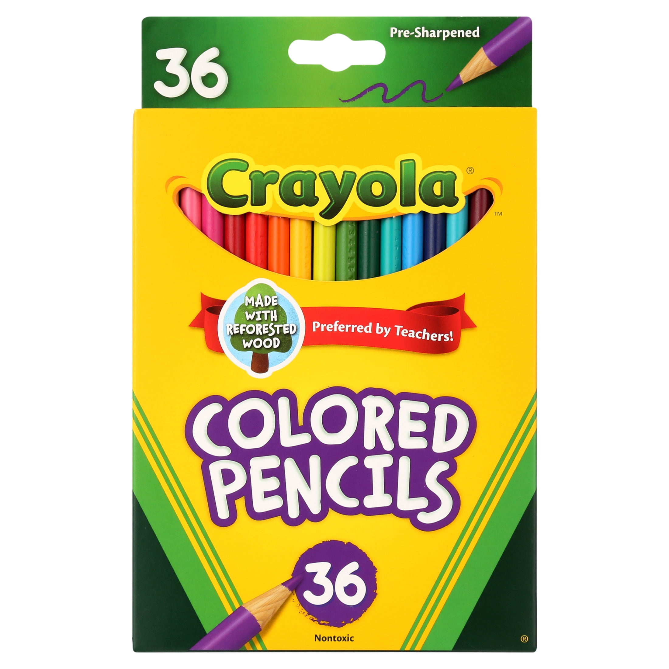 Crayola Colored Pencil Set, Vibrant Pre-sharpened Drawing Pencils for Art Projects (Assorted Colors, 36 Ct) 6mbcv