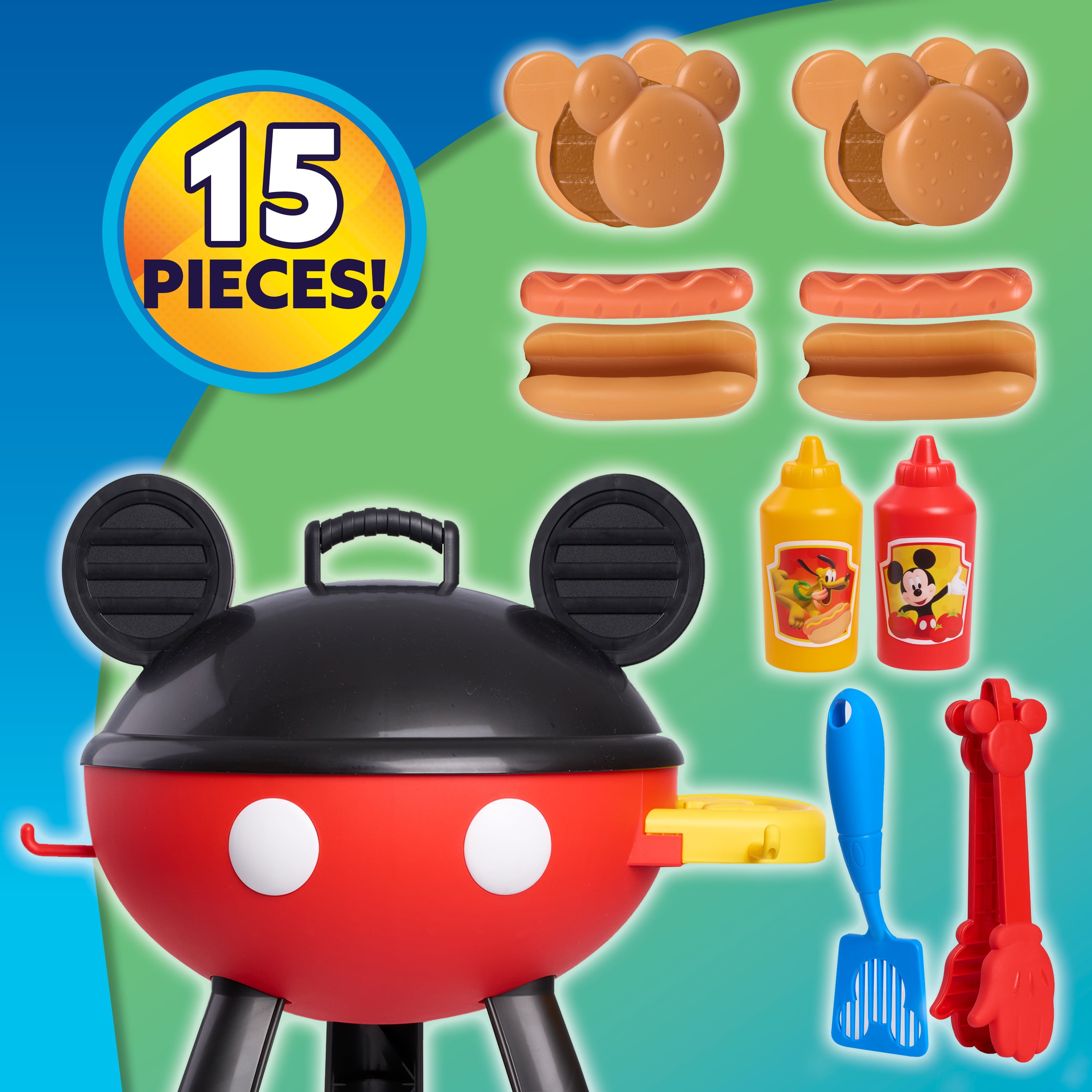 Mickey Mouse Clubhouse Hot Diggity Grill Set, Interactive Pretend Play Kitchen Toy (15-Piece Set) 87ve1