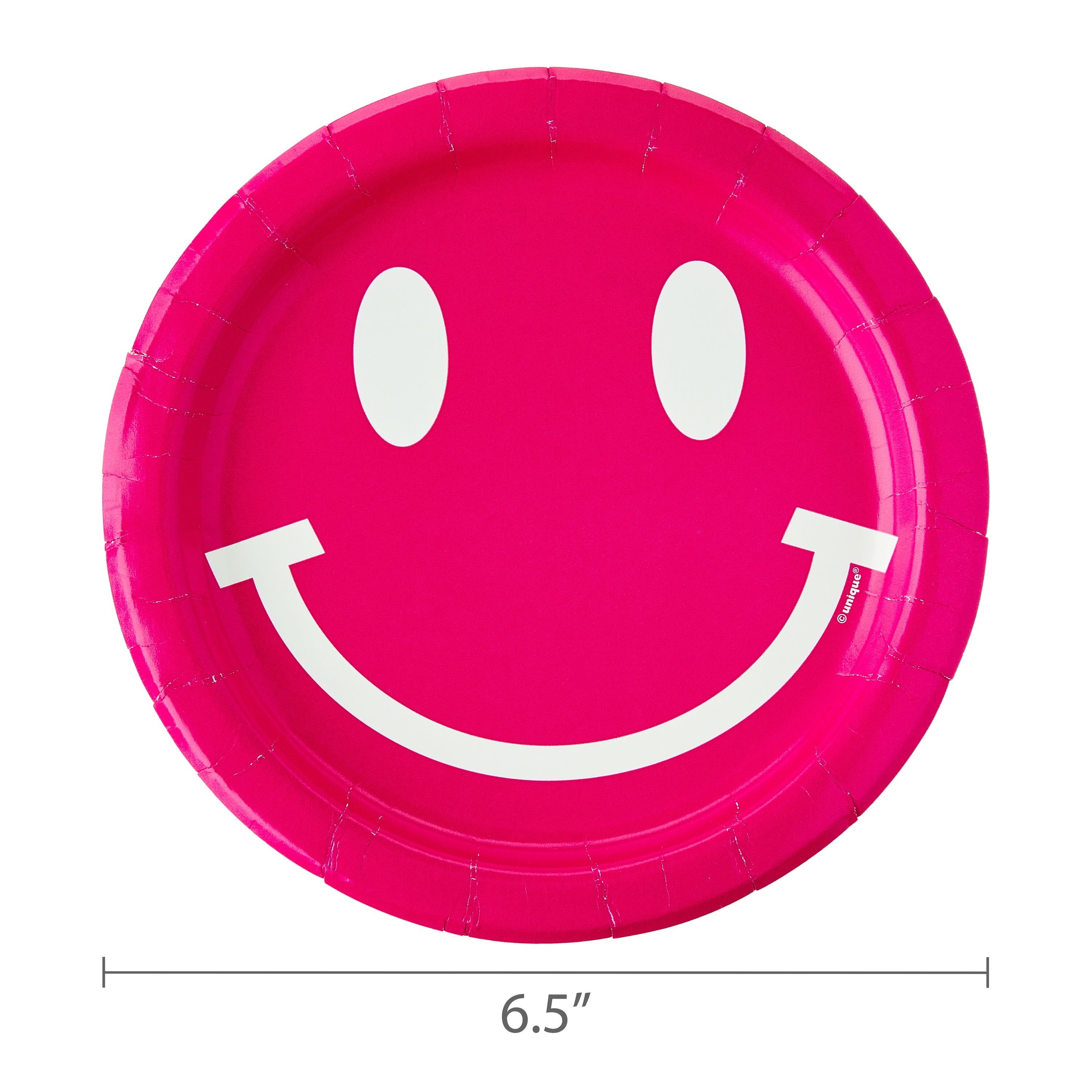 Way To Celebrate Disposable Paper Plates, Smiling Face Design, Pink (7 in, 60 Count) v02di