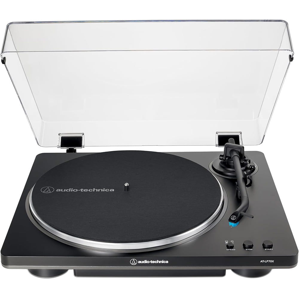Audio-Technica AT-LP70X-BG Fully Automatic Belt-Drive Turntable Bundle with Record Care and Cleaning Kit (Black/Silver) eiyt8