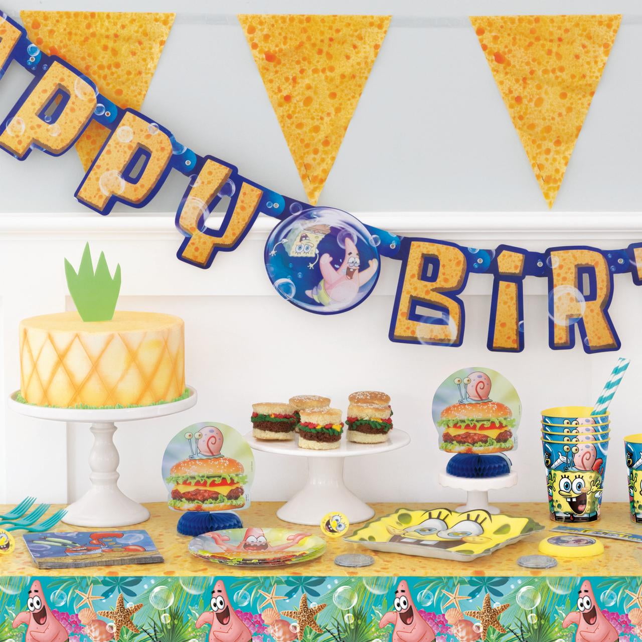 SpongeBob SquarePants Birthday Party Paper Dinner Plates (Multicolor, 9 in, 8 ct) w9nxq