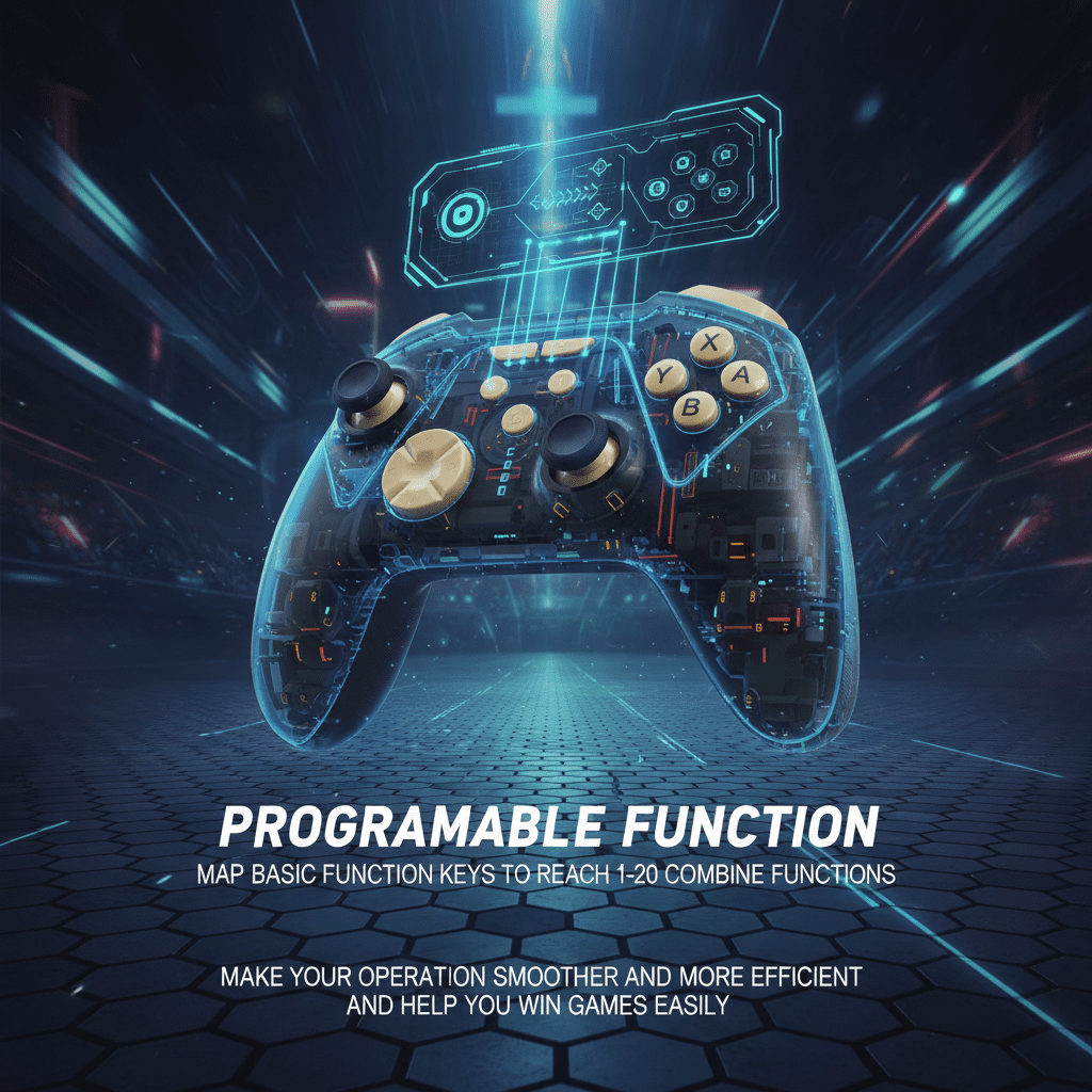UHM Wireless Pro Controller for Switch, PC, and Mobile with RGB Lighting and Hall Effect Triggers (Black, 1 Count) dvhks