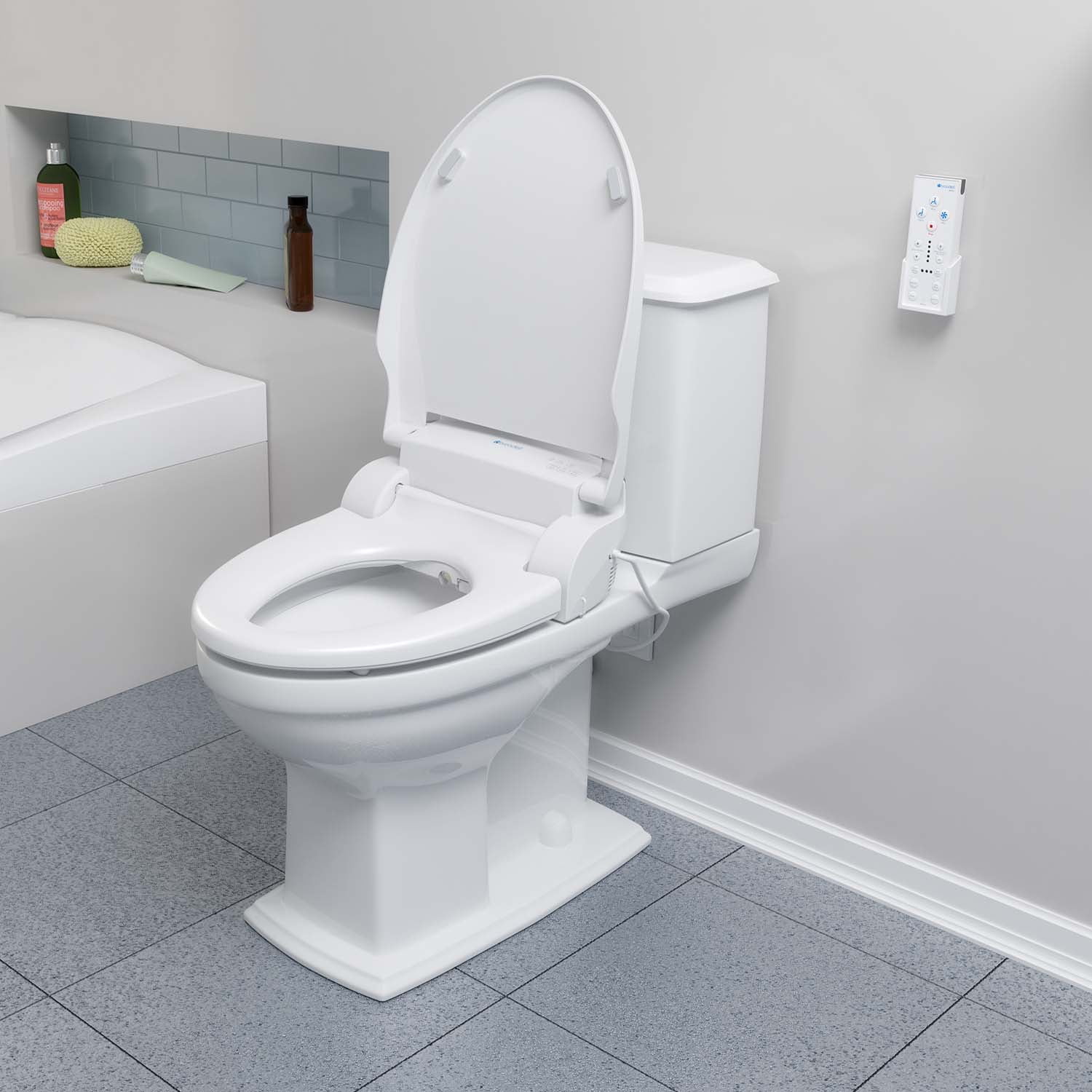 Brondell Swash SE600 Bidet Toilet Seat for Round Toilets, Heated Seat with Warm Air Dryer and Nightlight (White) 3ayz2