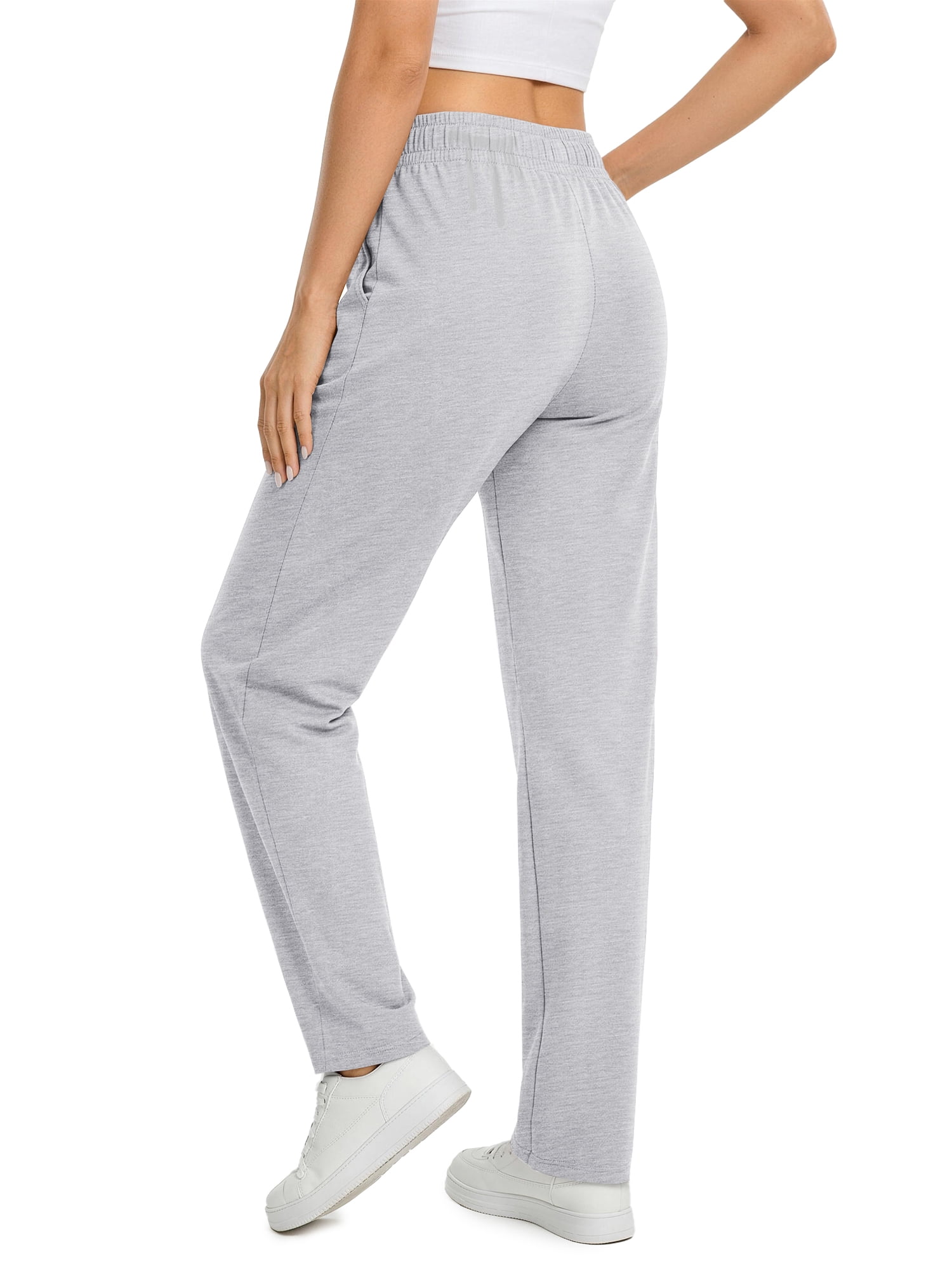 Fantaslook Womens Stretch Knit Casual Lounge Pants with Pockets (Grey, L) m7jzn