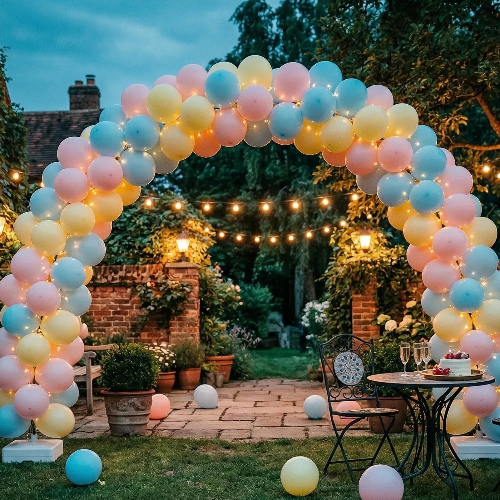 Kicpot Balloon Arch Kit with Stand, Professional Party Garland Set for Weddings and Baby Showers (Yellow, 10ft x 9ft) 5okx7
