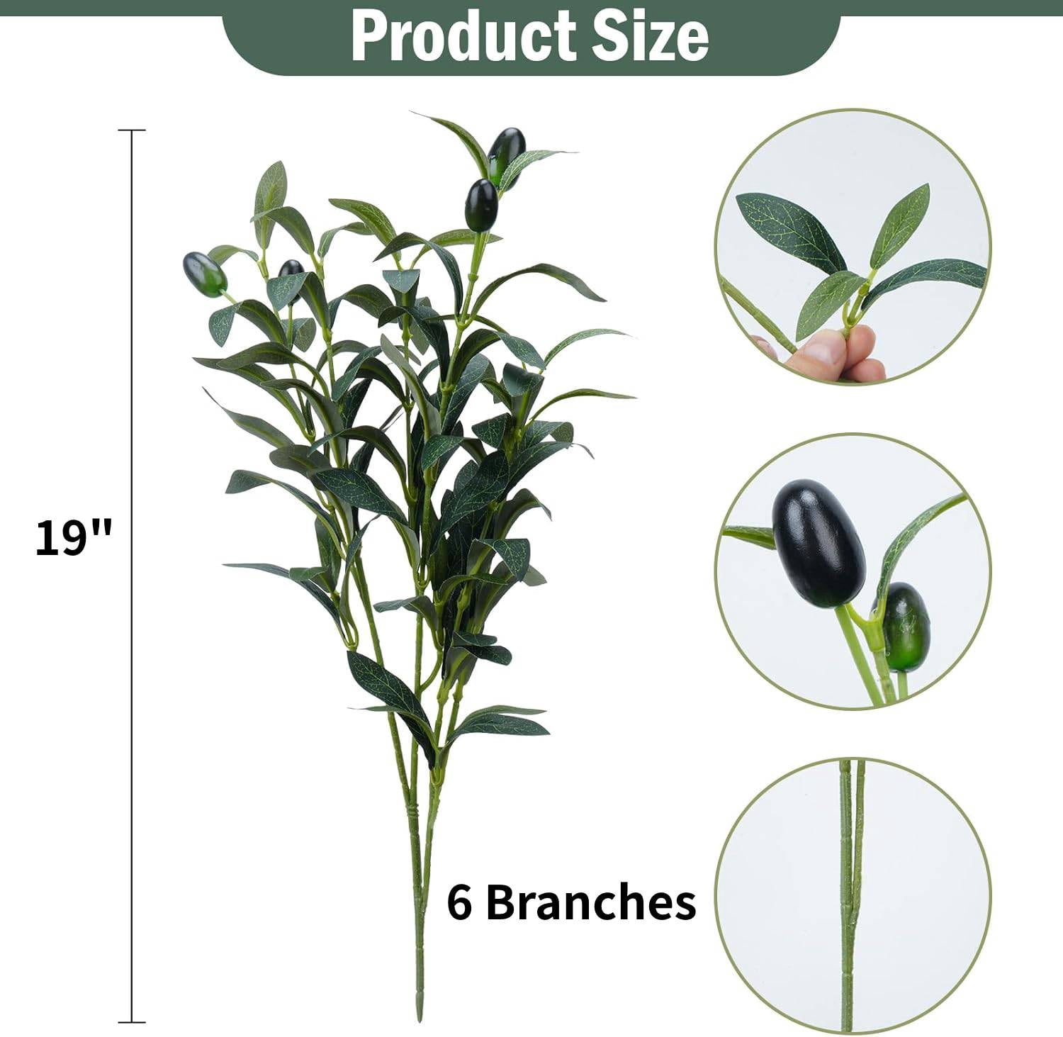 IRuiYinGo Artificial Olive Branches Silk Greenery Stems for Home Decor (Green, 5 Pack, 19 in) 71a7y
