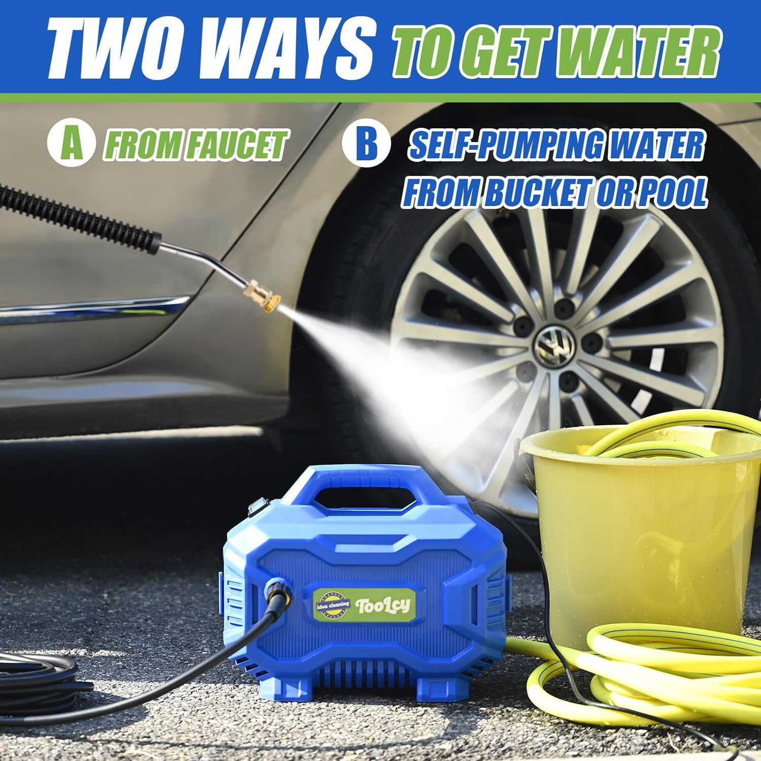 TOOLCY Electric Pressure Washer with 50 ft Hose, Short Gun, Extension Wand, Foam Cannon, and 5 Nozzles (2030 PSI) gz9bm