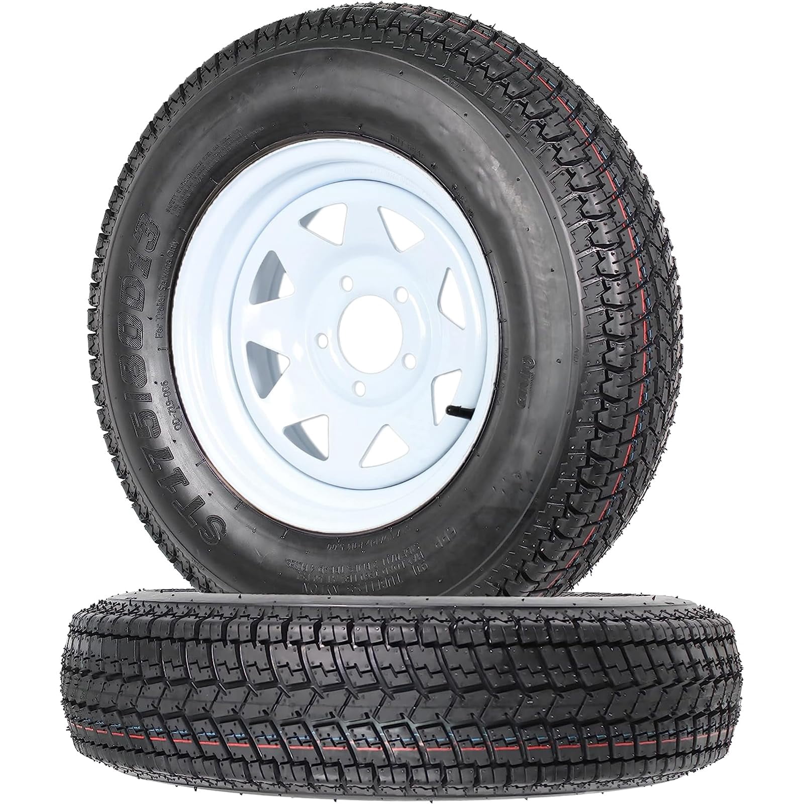 MERXENG ST175/80D13 Trailer Tires on Rim (White Spoke, 2-Pack, 13 in) 7vb4b