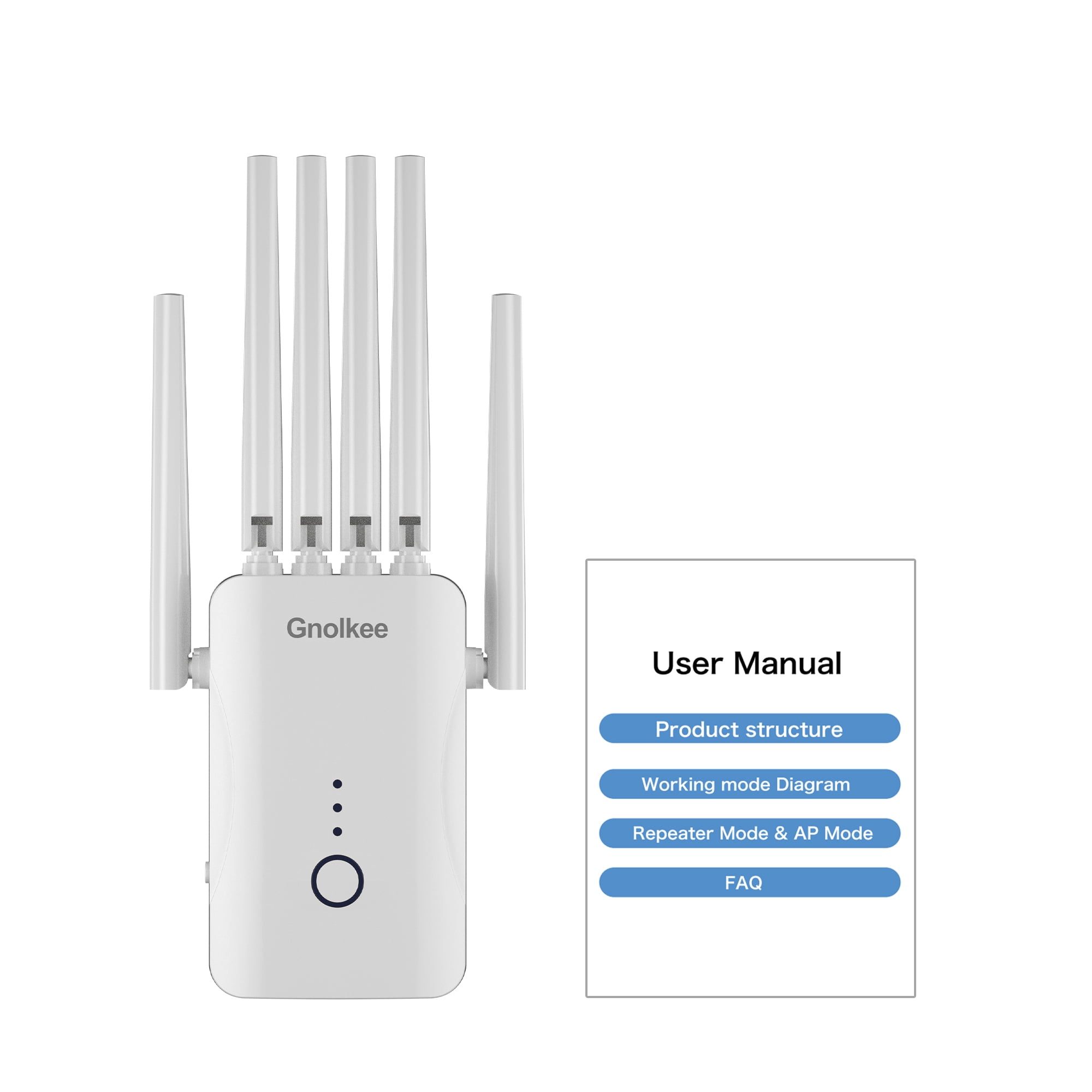 Gonlkee AC1800 WiFi Range Extender Signal Booster, Dual-Band Wireless Internet Repeater with Ethernet Port (White) ruefm