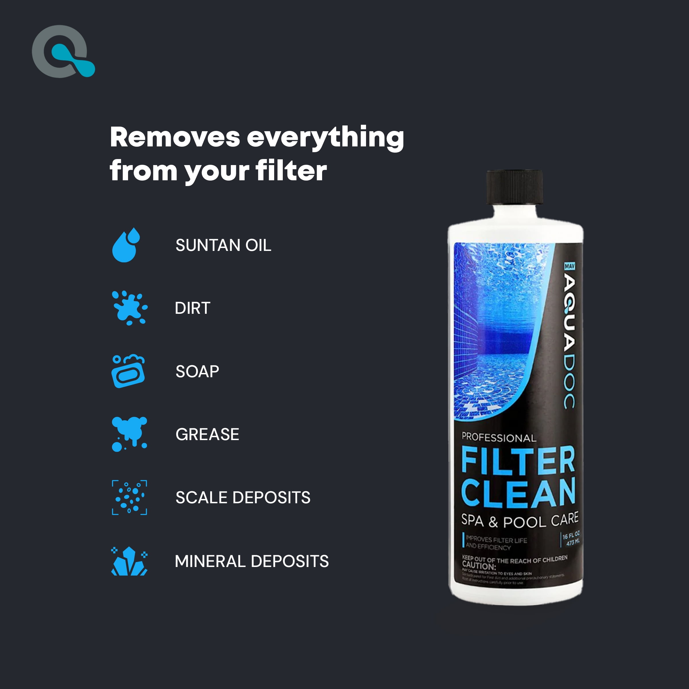 AquaDoc Hot Tub Filter Cleaner Soak, Professional Pool Cartridge Degreaser (32 fl oz) giiwi