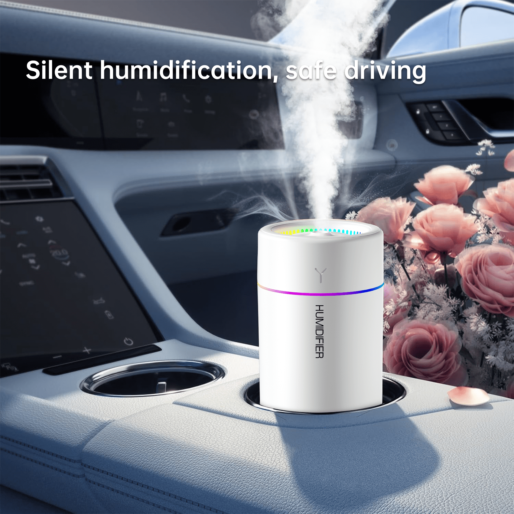 JIANIYA Mini Ultrasonic Humidifier, Portable Desktop Personal Mist Maker for Office and Bedroom (White, 10 fl oz) sq02p