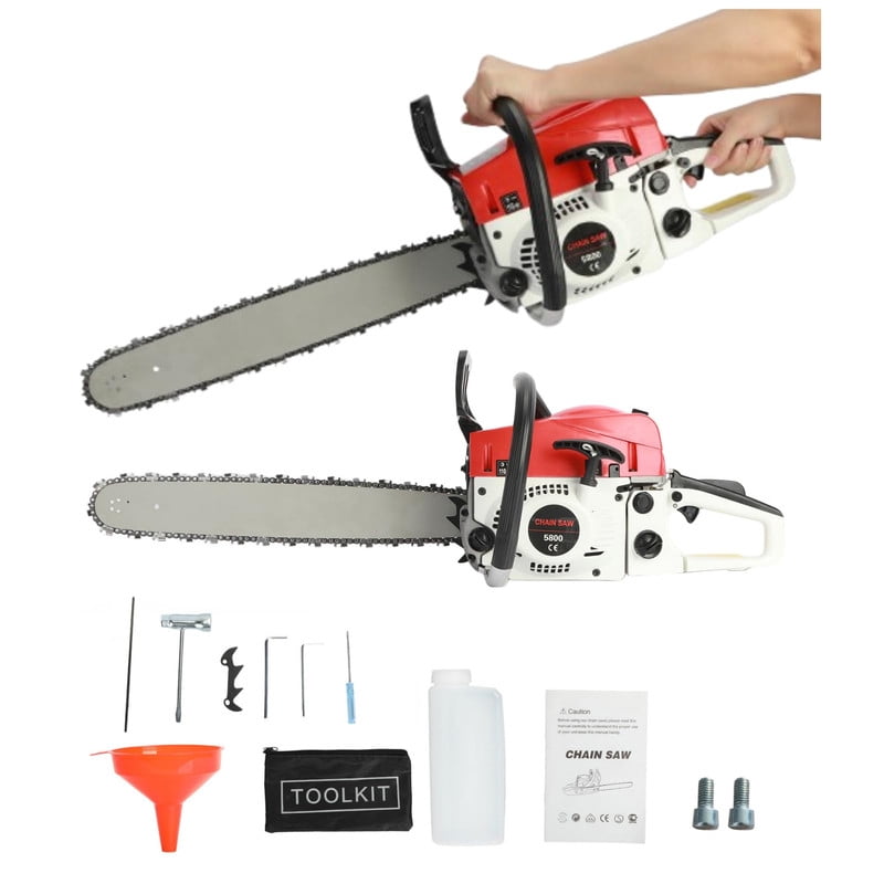 YNCE 58CC Gas Chainsaw, 3.2HP 2-Cycle Engine, 20 in Bar, Anti-Vibration System for Logging and Wood Cutting (20 in) 8bv9r
