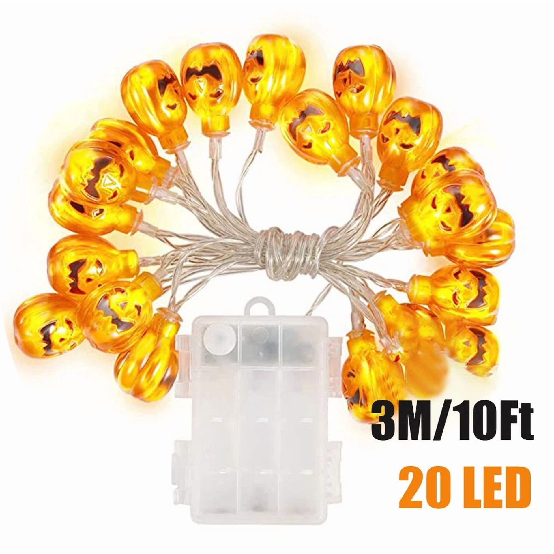 KLYNE Halloween Pumpkin String Lights, Waterproof LED Decorative Lighting for Indoor and Outdoor Use (Orange, 20 Count) 52nlw