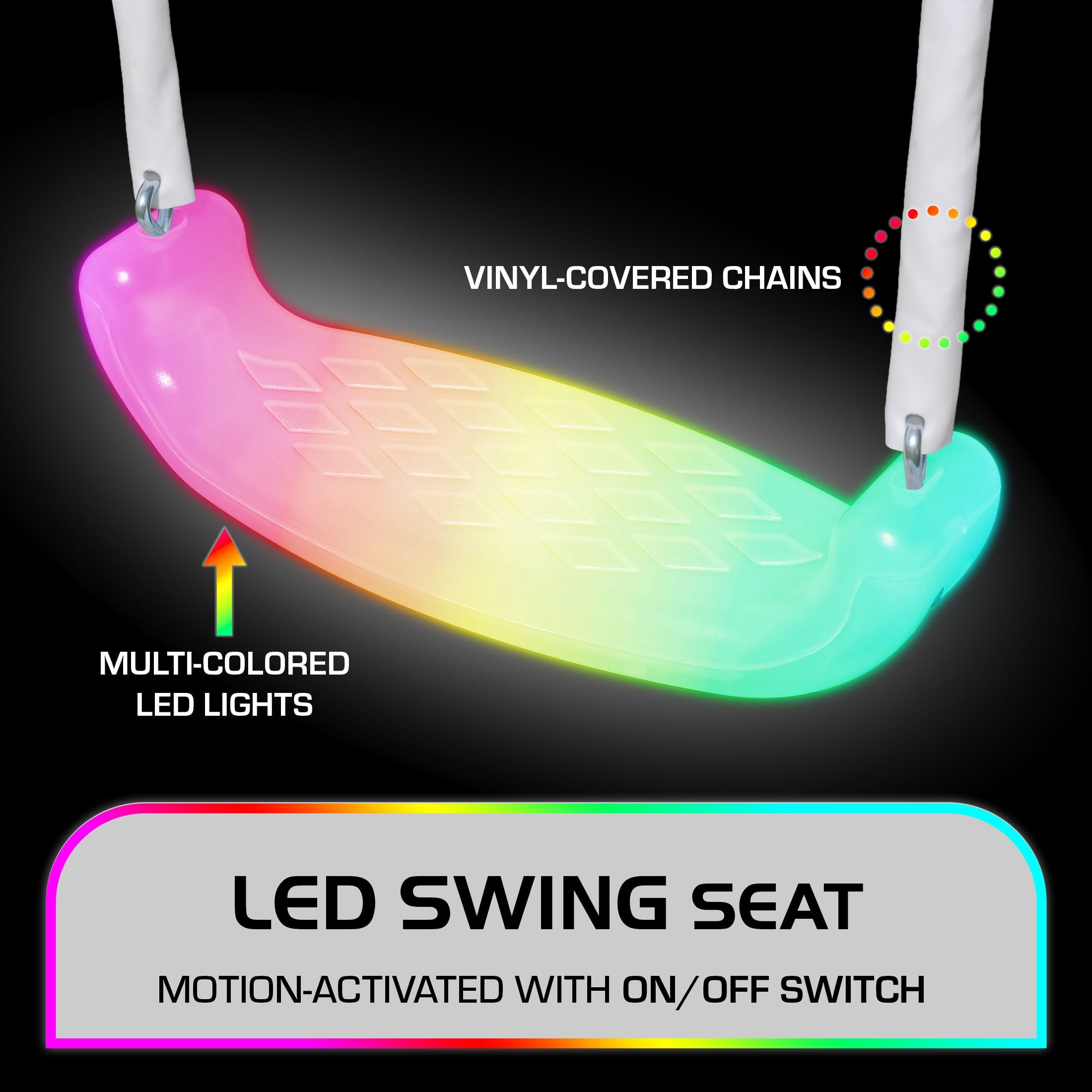 The Swing Company Oxford Galvanized Metal Swing Set with LED Swing, Saucer Swing, and 5-ft Slide (Green, 1 Set) guzy7