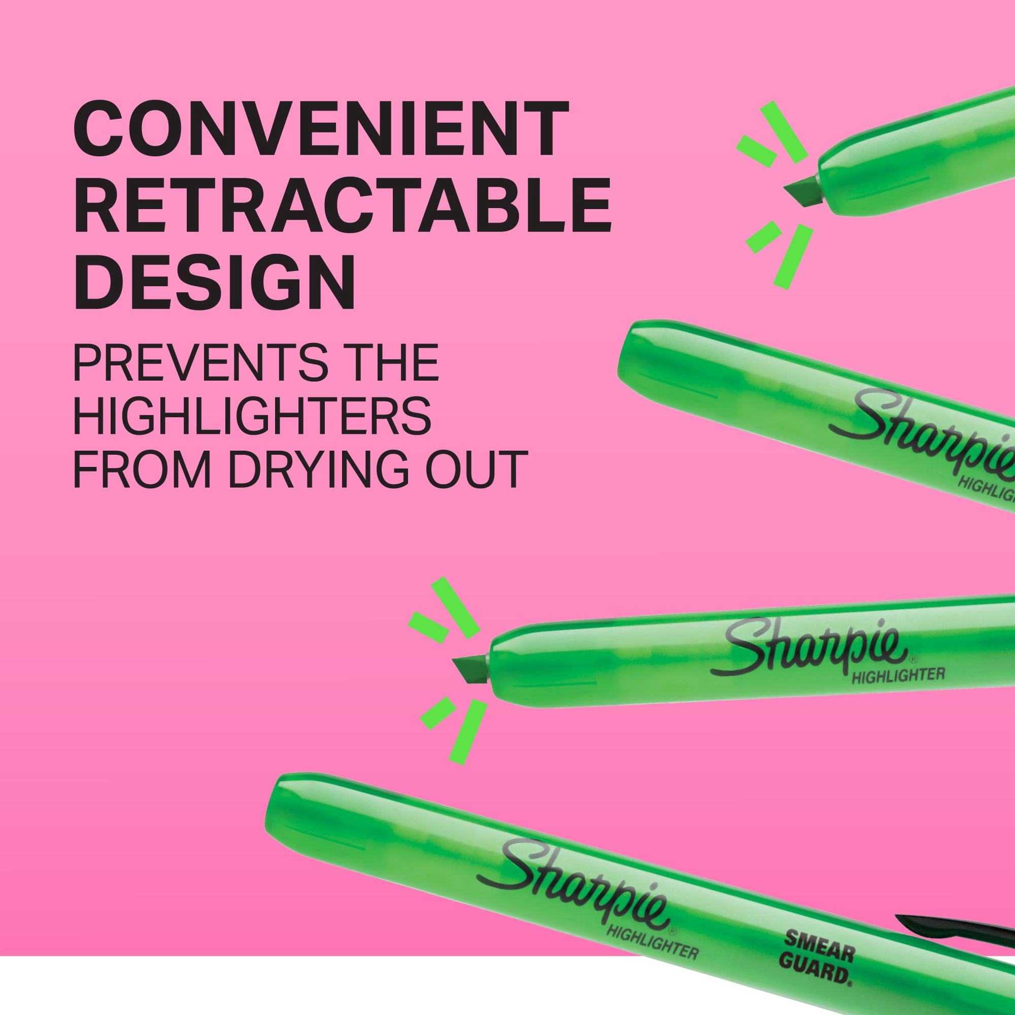 Sharpie Retractable Highlighters, Chisel Tip, Smear-Resistant Ink (Assorted Colors, 8 Count) hb4n9