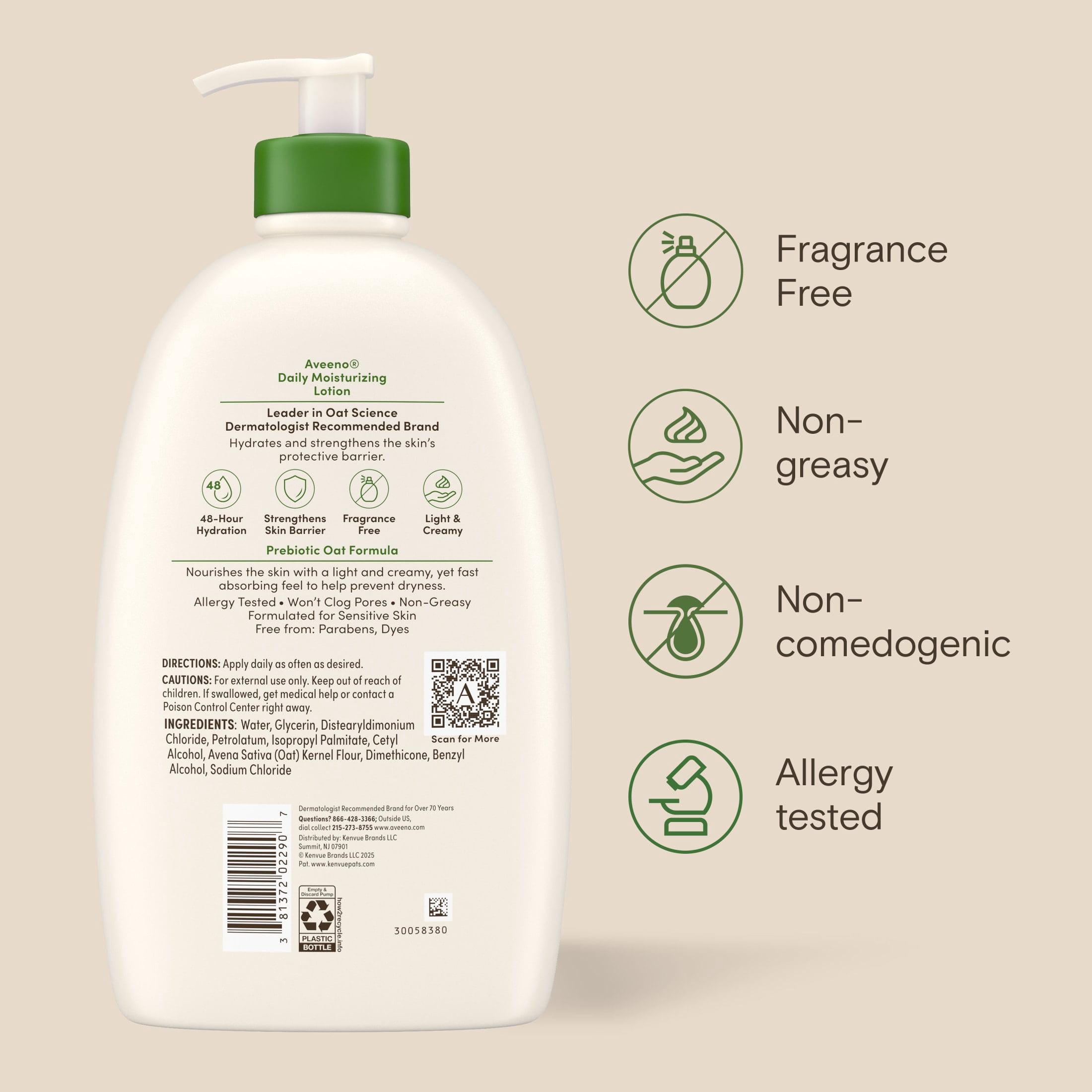Aveeno Daily Moisturizing Body Lotion, Nourishing Dry Skin Relief (33 fl oz) ysbv4