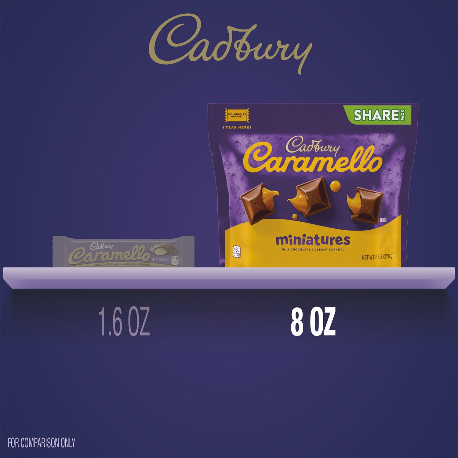 Cadbury Caramello Miniatures Milk Chocolate Caramel Candy Bars (8 oz) kt1gf