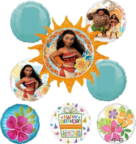 Anagram Moana Birthday Party Supplies Foil Balloon Bouquet Set (Multi-Color, 8-Piece Set) hpaxg