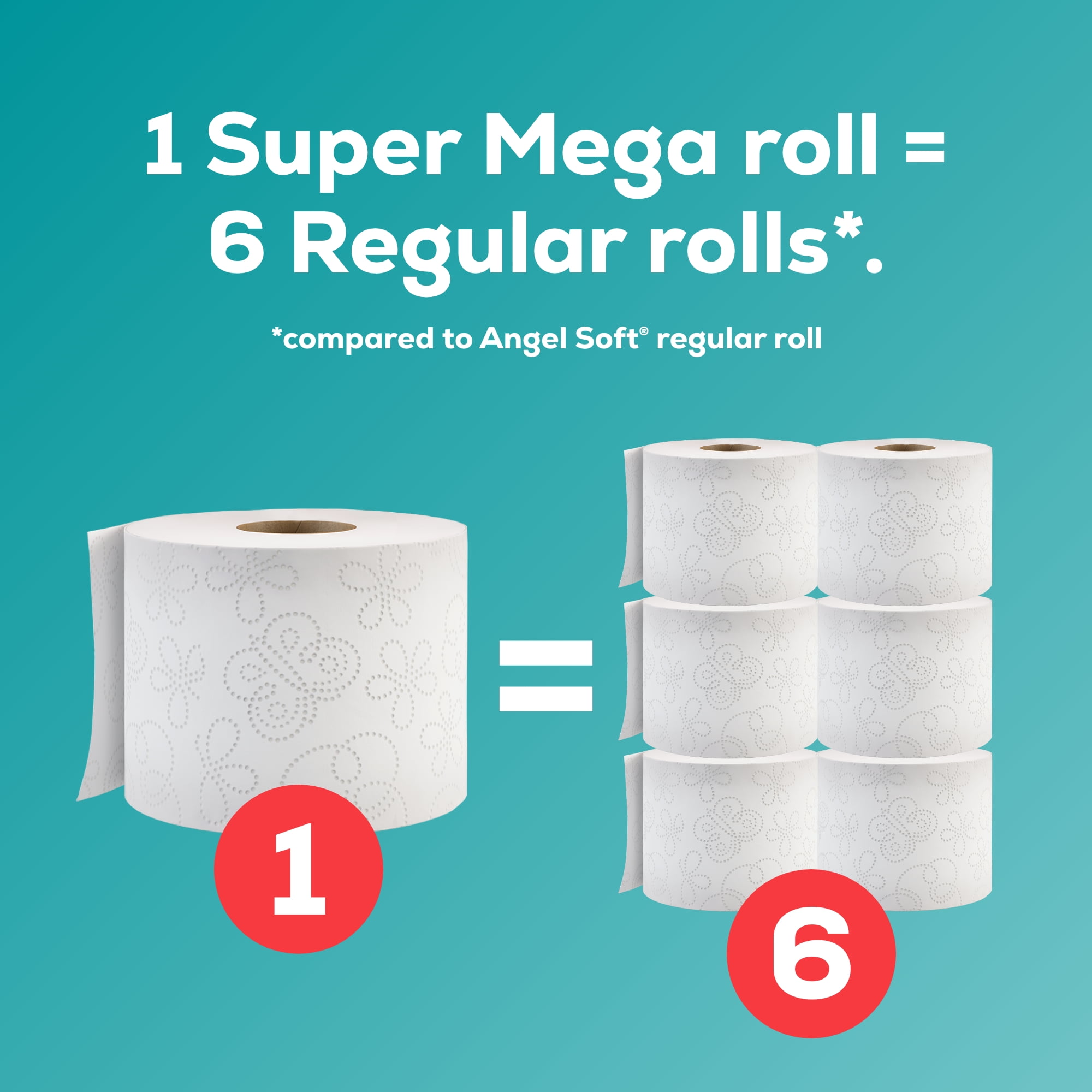 Angel Soft 2-Ply Toilet Paper, Long-Lasting Mega XL Rolls (White, 6 Pack) kkqqo
