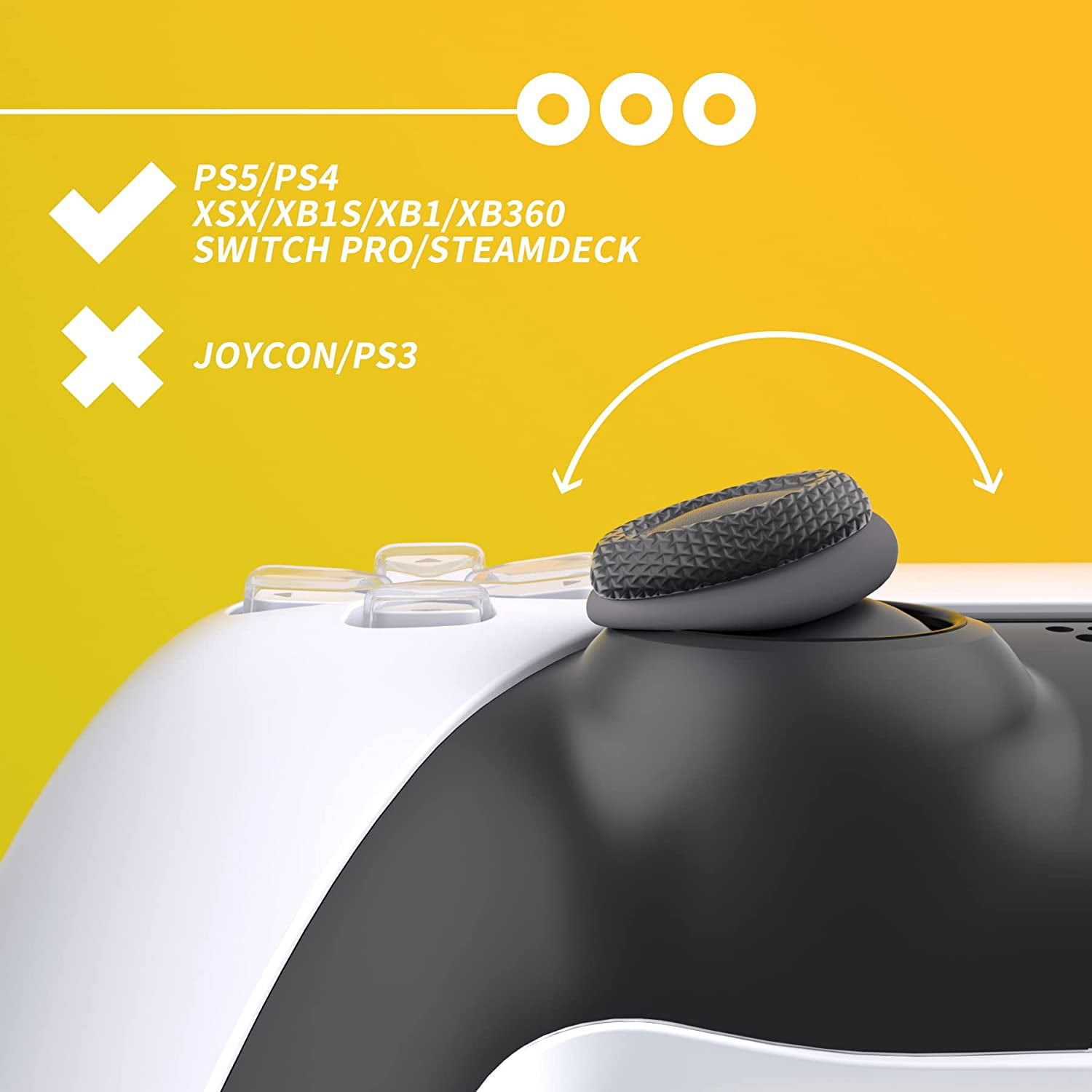 PlayVital Silicone Aim Assist Precision Rings for Gaming Controllers (Gray, Black, White, 6 Pack) 325km