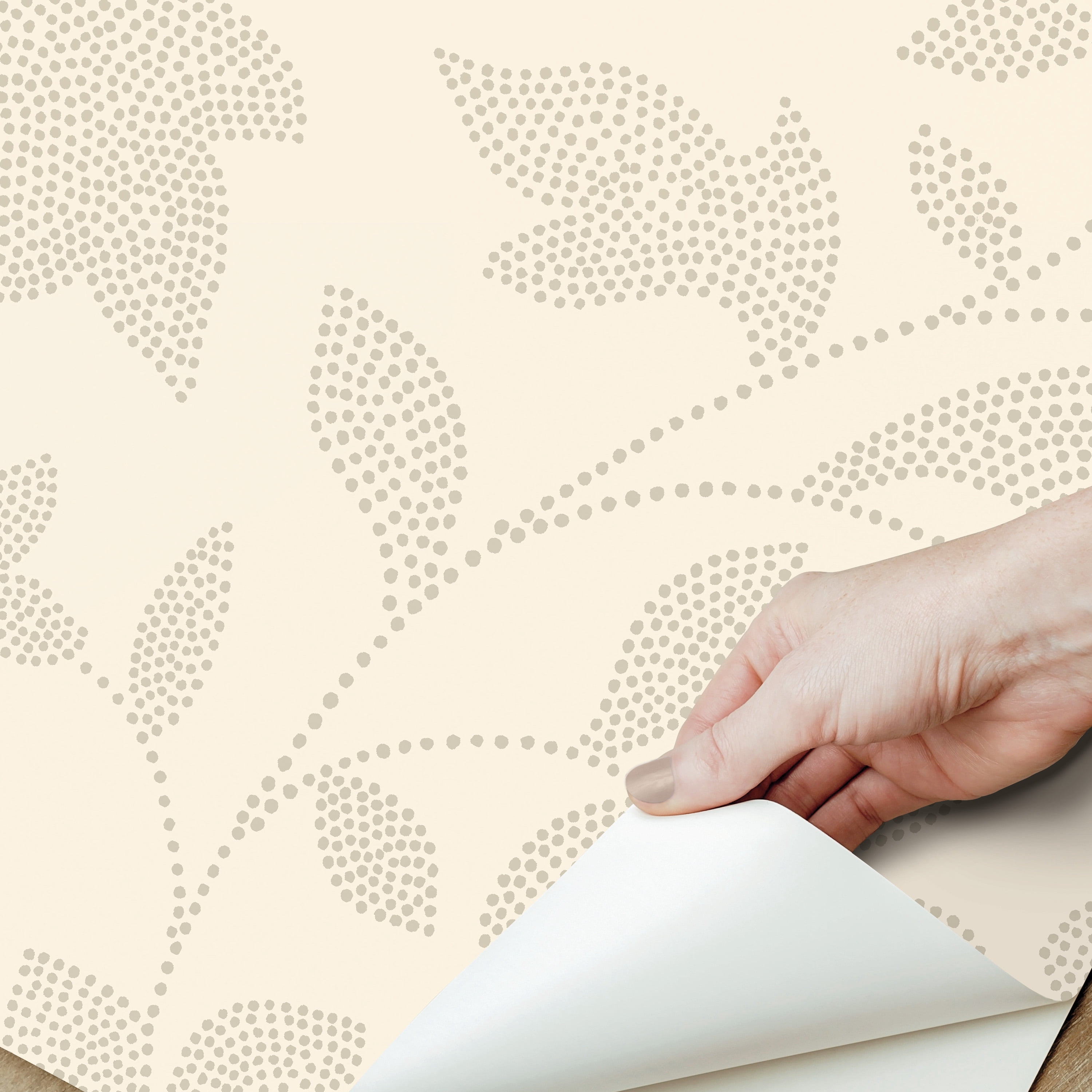 Mainstays Botanical Peel and Stick Wallpaper, Self-Adhesive Removable Wall Decor (Beige Dot, 30.75 sq ft) ff0al