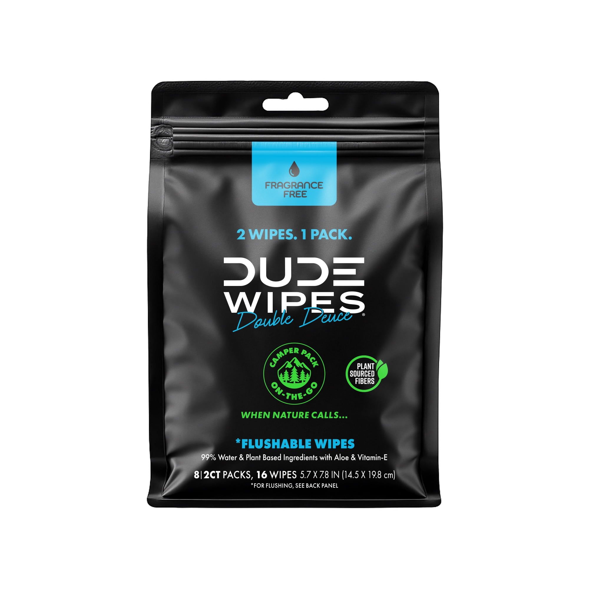 DUDE Wipes Double Deuce Flushable Wipes, Unscented, Travel Size (16 Count) 4rnmx